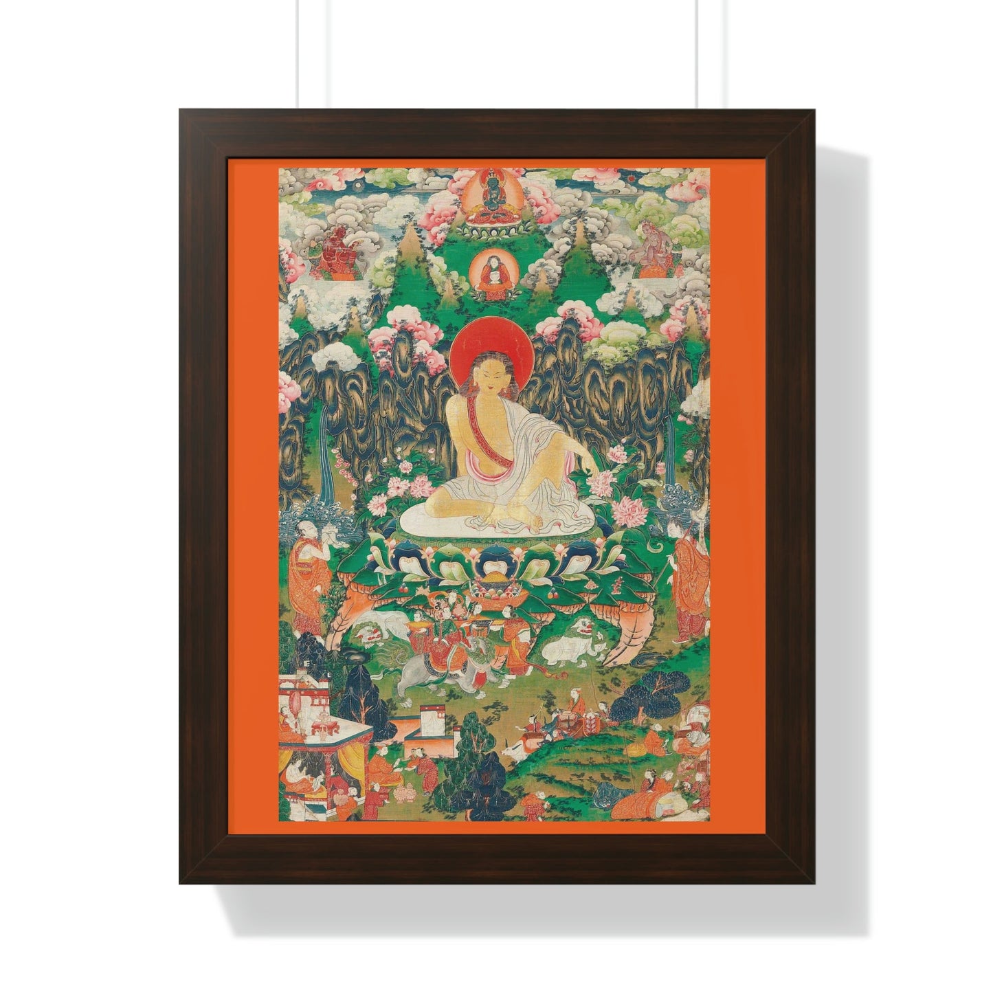 Tibetan Buddhism - Framed Vertical Poster - Realized Buddhist - MahaSiddha Milarepa - Tibet - Print in USA - Green Forest Home