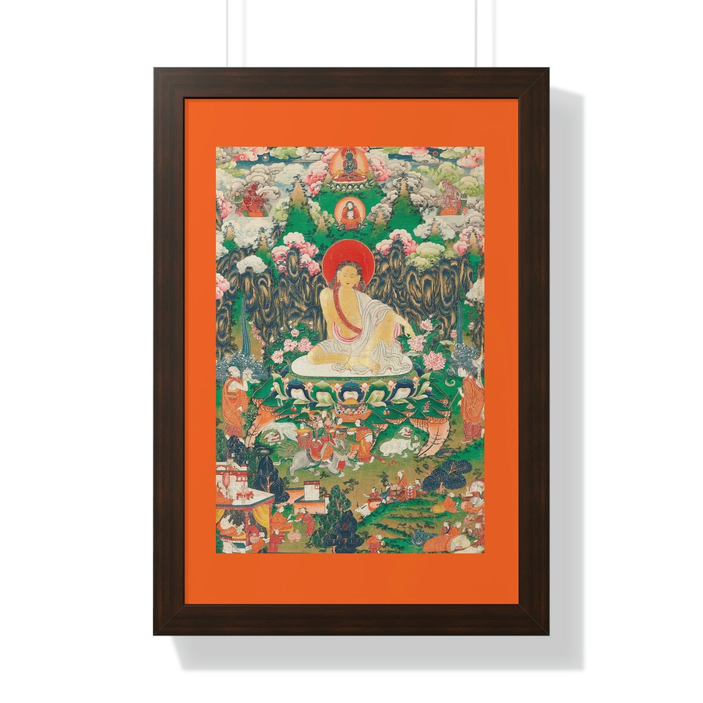 Tibetan Buddhism - Framed Vertical Poster - Realized Buddhist - MahaSiddha Milarepa - Tibet - Print in USA - Green Forest Home