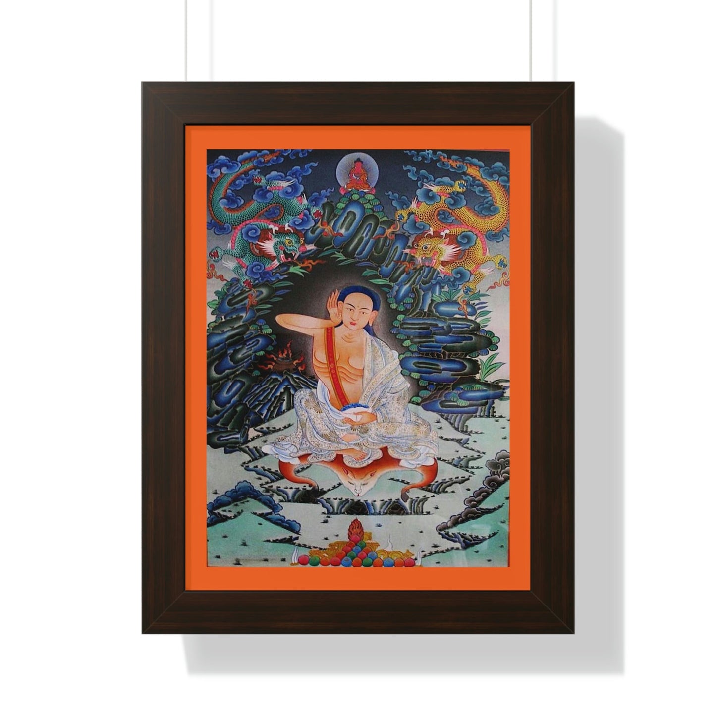 Tibetan Buddhism - Framed Vertical Poster - Realized Buddhist - MahaSiddha Milarepa - Tibet - Print in USA - Green Forest Home