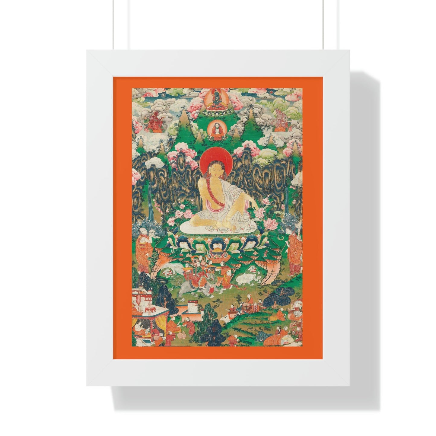 Tibetan Buddhism - Framed Vertical Poster - Realized Buddhist - MahaSiddha Milarepa - Tibet - Print in USA - Green Forest Home