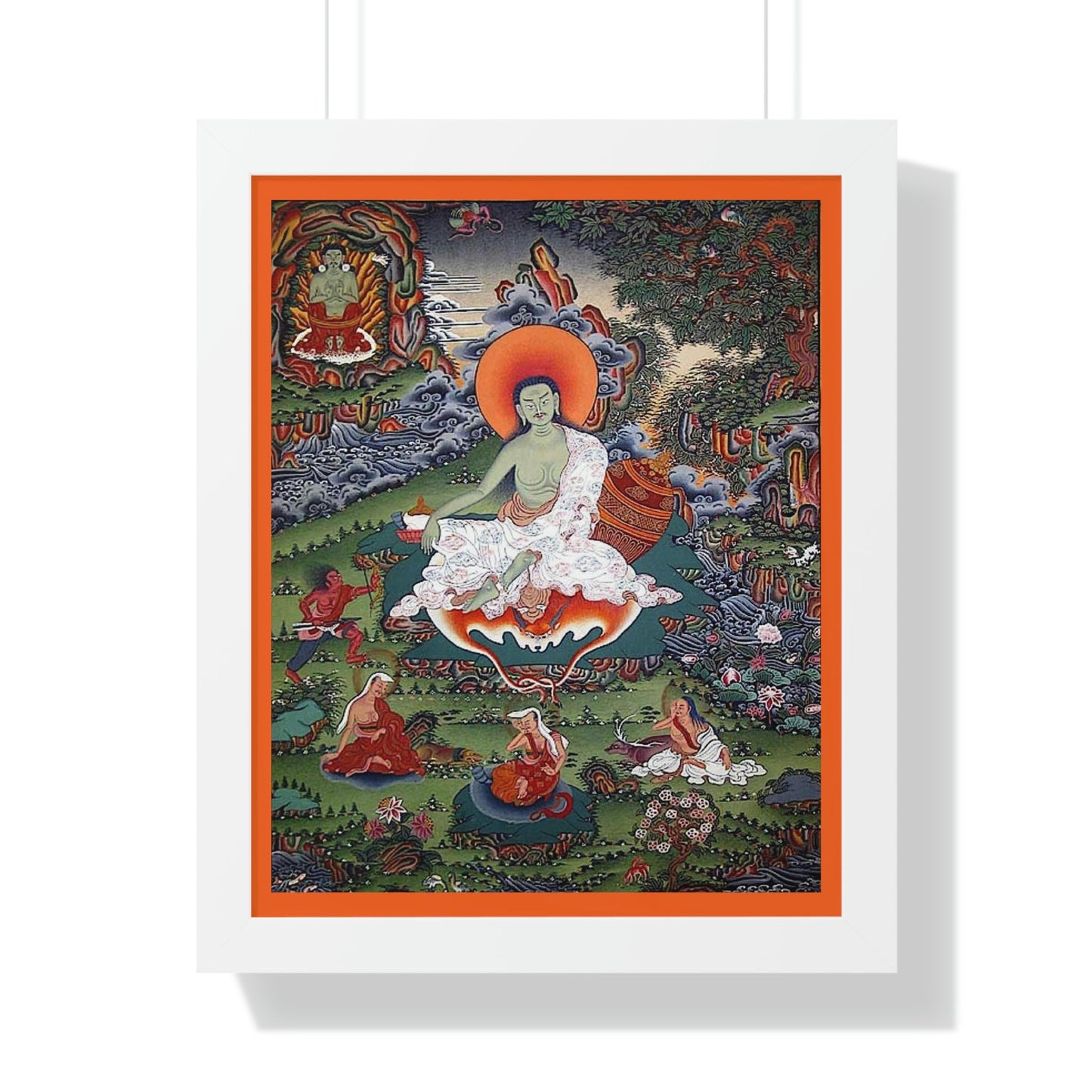 Tibetan Buddhism - Framed Vertical Poster - Realized Buddhist - MahaSiddha Milarepa - Tibet - Print in USA - Green Forest Home