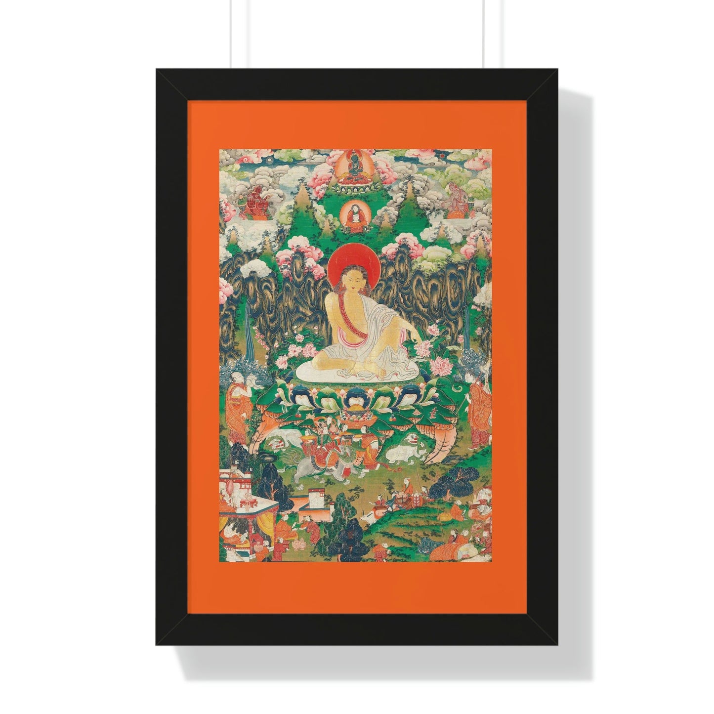 Tibetan Buddhism - Framed Vertical Poster - Realized Buddhist - MahaSiddha Milarepa - Tibet - Print in USA - Green Forest Home