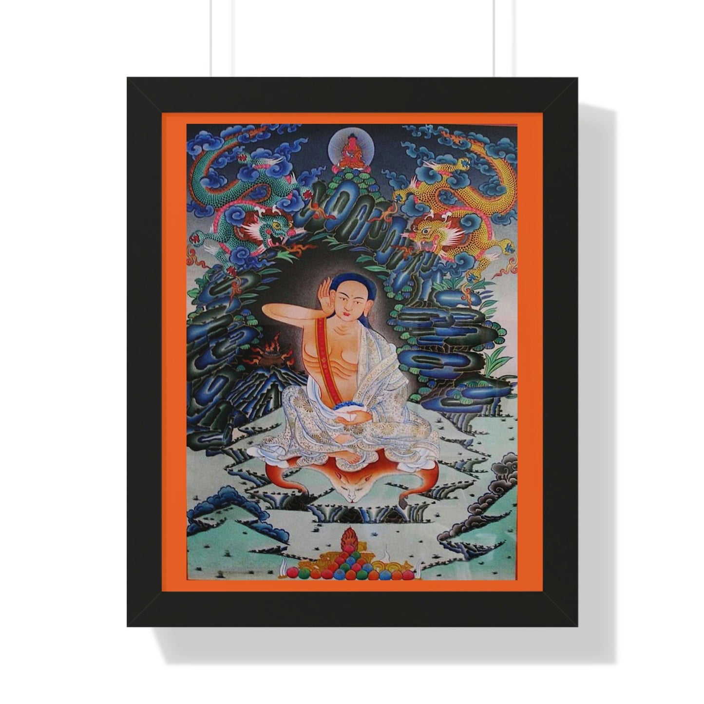 Tibetan Buddhism - Framed Vertical Poster - Realized Buddhist - MahaSiddha Milarepa - Tibet - Print in USA - Green Forest Home