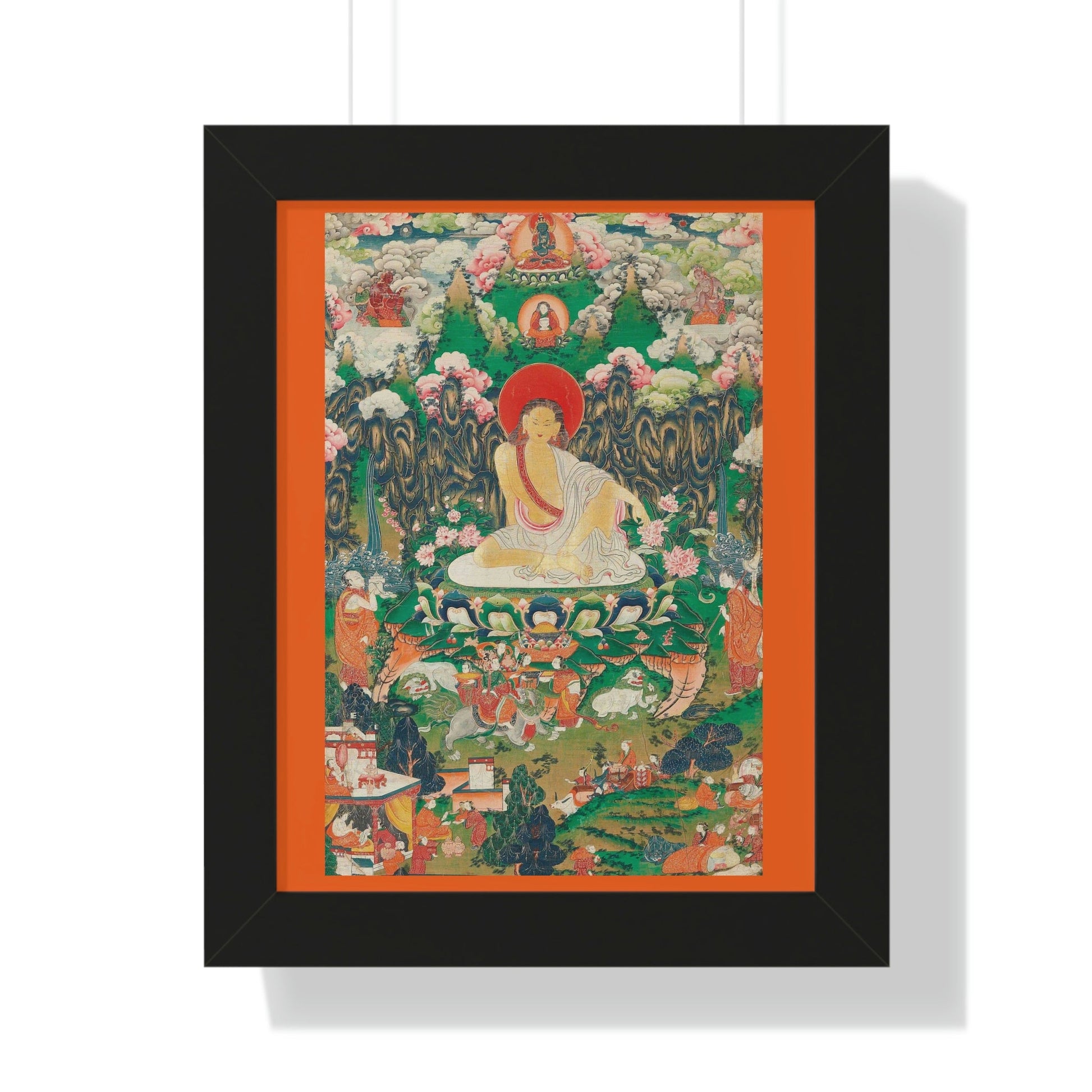 Tibetan Buddhism - Framed Vertical Poster - Realized Buddhist - MahaSiddha Milarepa - Tibet - Print in USA - Green Forest Home