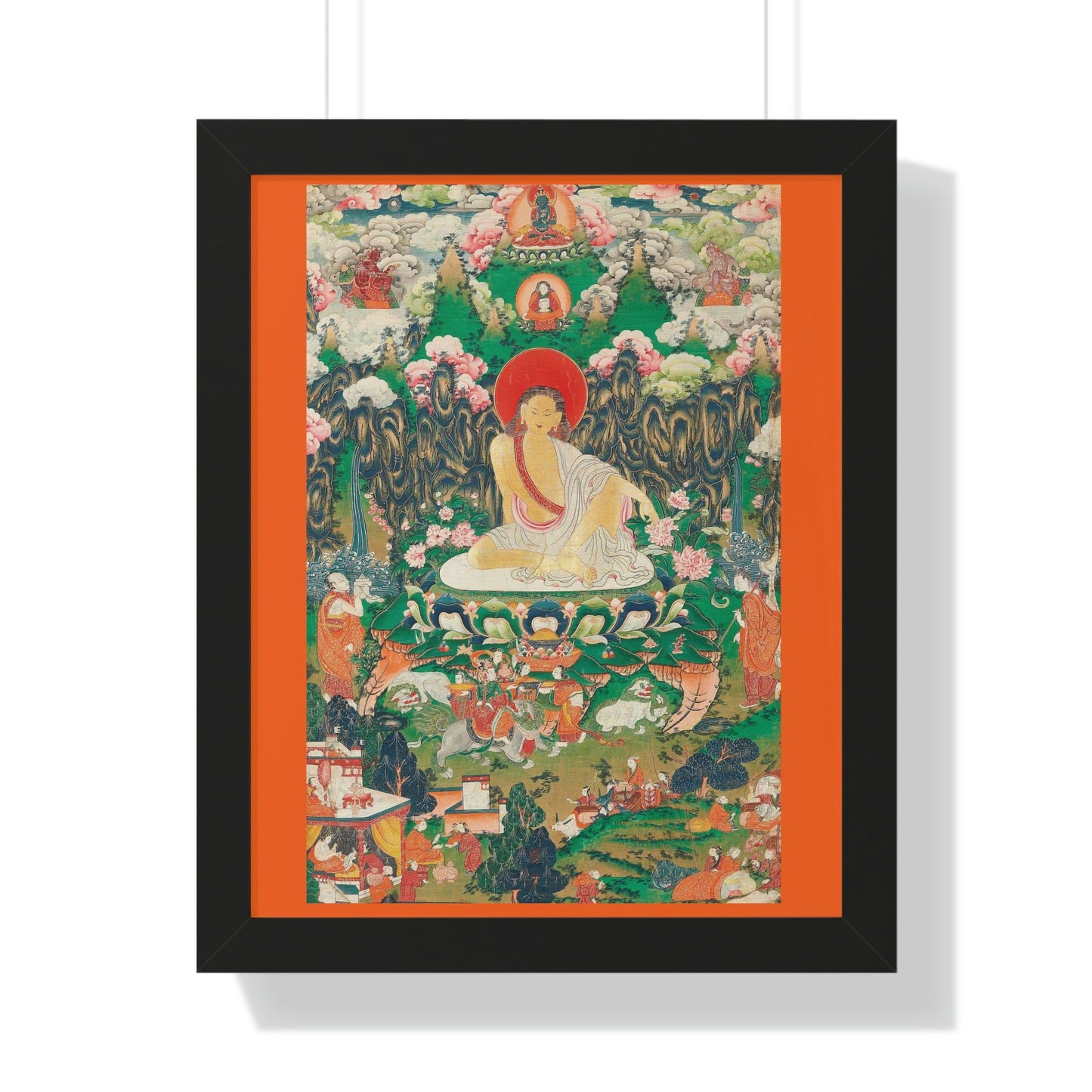 Tibetan Buddhism - Framed Vertical Poster - Realized Buddhist - MahaSiddha Milarepa - Tibet - Print in USA - Green Forest Home