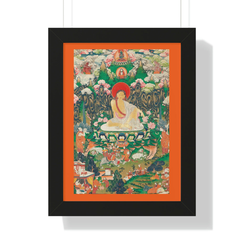 Tibetan Buddhism - Framed Vertical Poster - Realized Buddhist - MahaSiddha Milarepa - Tibet - Print in USA - Green Forest Home