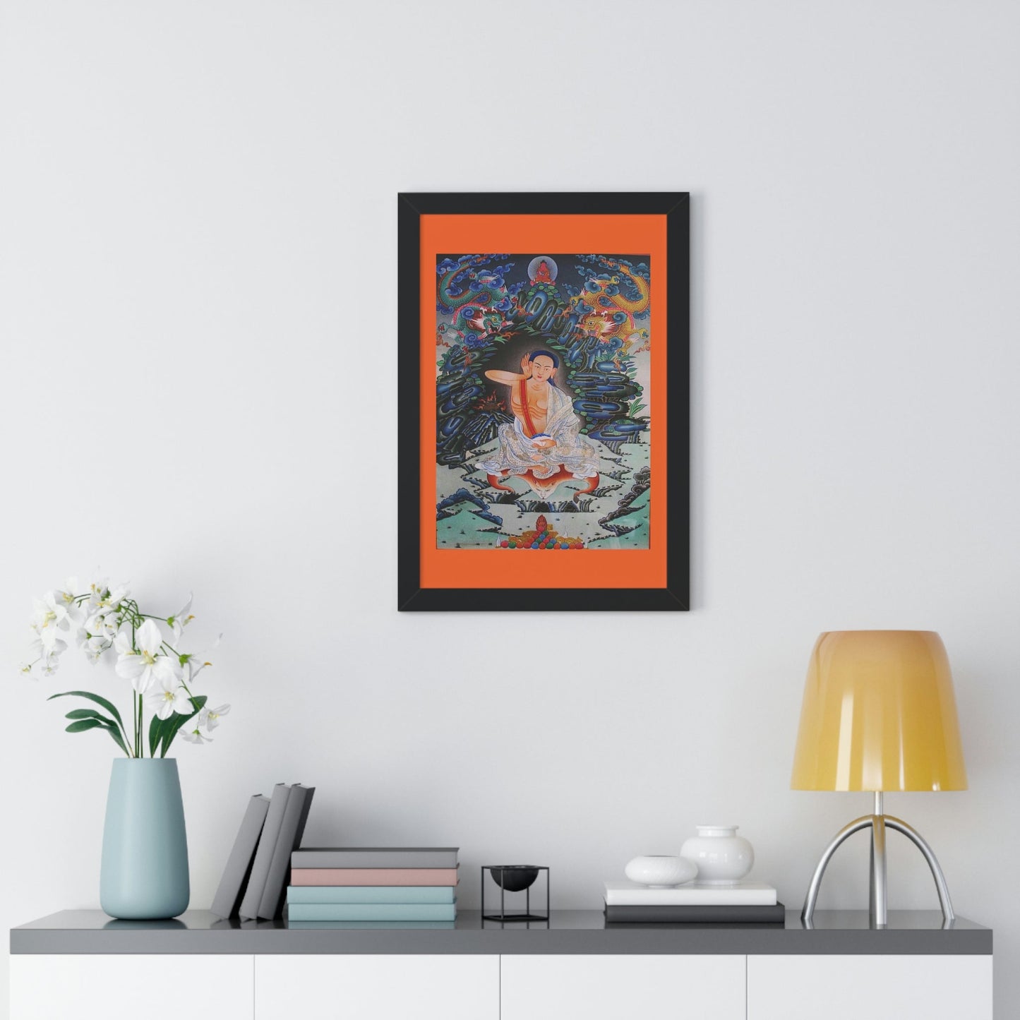 Tibetan Buddhism - Framed Vertical Poster - Realized Buddhist - MahaSiddha Milarepa - Tibet - Print in USA - Green Forest Home