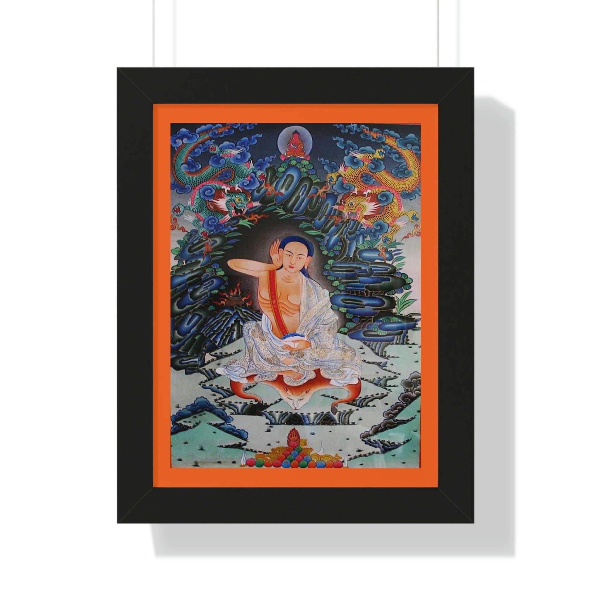 Tibetan Buddhism - Framed Vertical Poster - Realized Buddhist - MahaSiddha Milarepa - Tibet - Print in USA - Green Forest Home