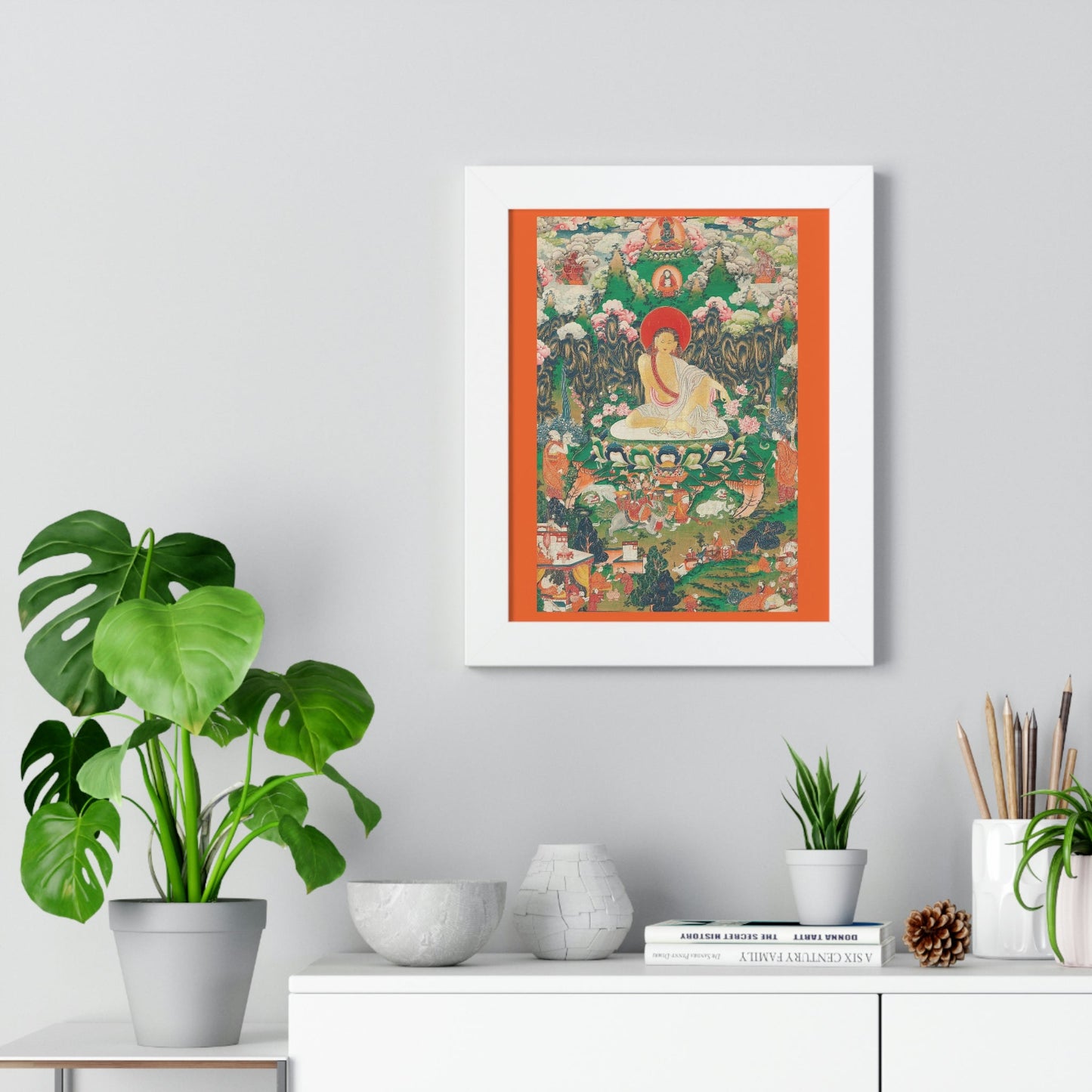 Tibetan Buddhism - Framed Vertical Poster - Realized Buddhist - MahaSiddha Milarepa - Tibet - Print in USA - Green Forest Home