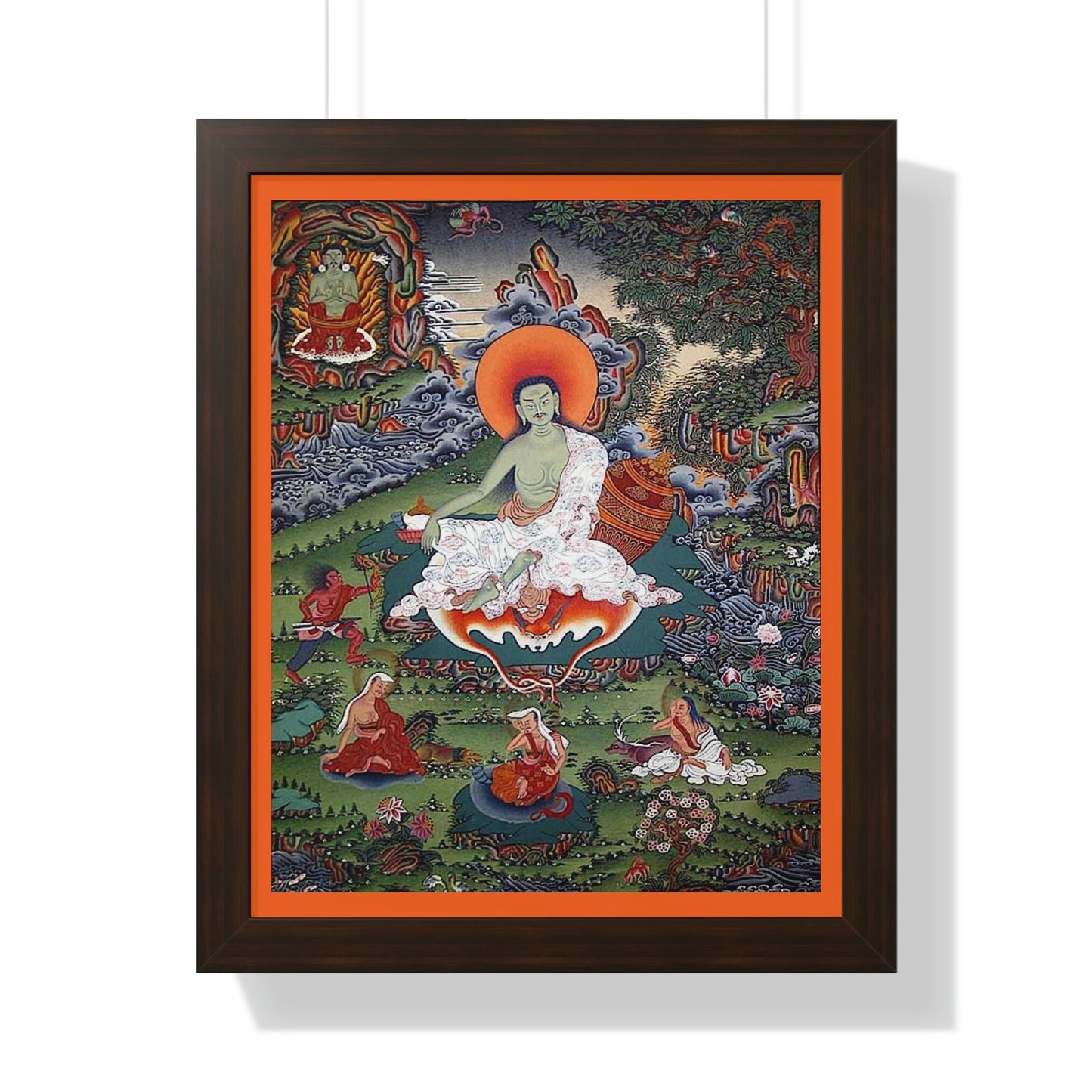 Tibetan Buddhism - Framed Vertical Poster - Realized Buddhist - MahaSiddha Milarepa - Tibet - Print in USA - Green Forest Home