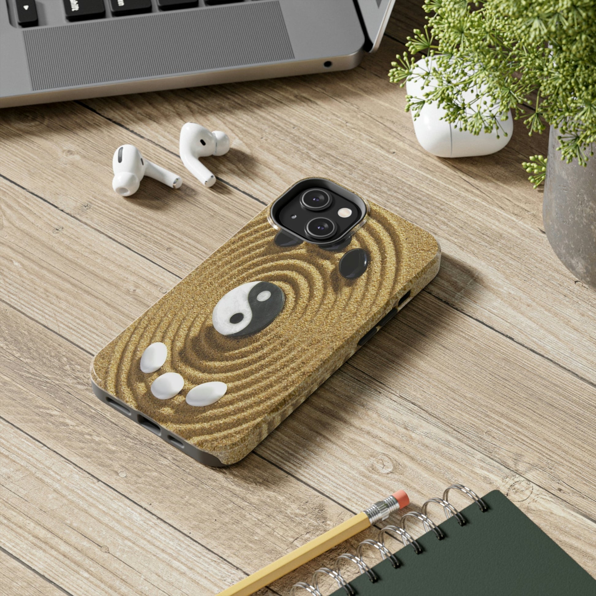 Tough Phone Cases, Case-Mate - Relaxing Japanese Zen garden with Ying/Yang symbol - Made in USA - Green Forest Home