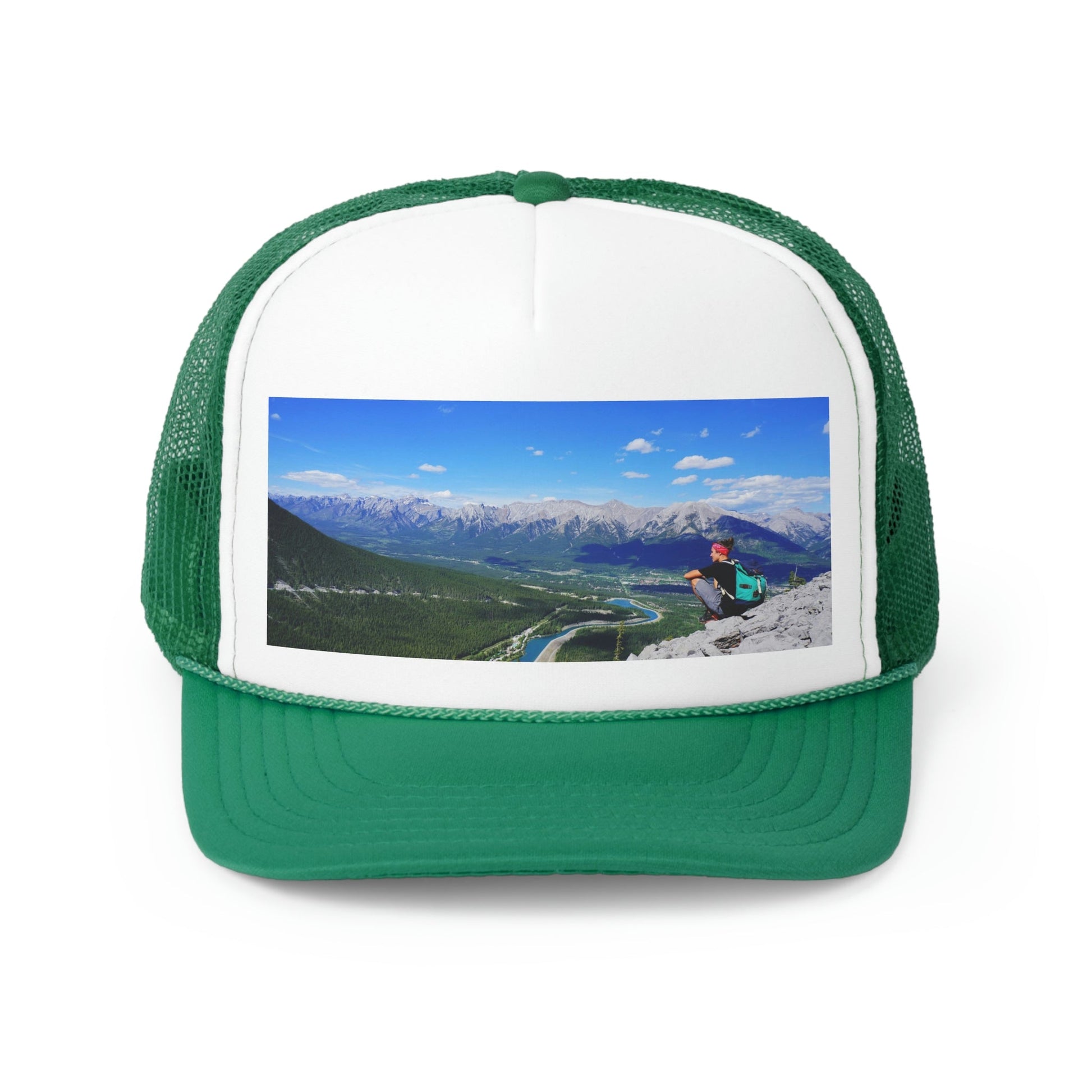 Trucker Caps - Printed in Canada - Moraine lake, Banff national park in the Rocky Mountains, Alberta, Canada - Green Forest Home