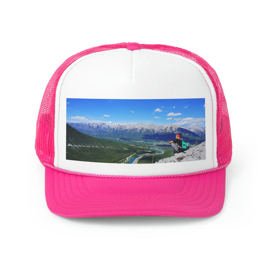 Trucker Caps - Printed in Canada - Moraine lake, Banff national park in the Rocky Mountains, Alberta, Canada - Green Forest Home