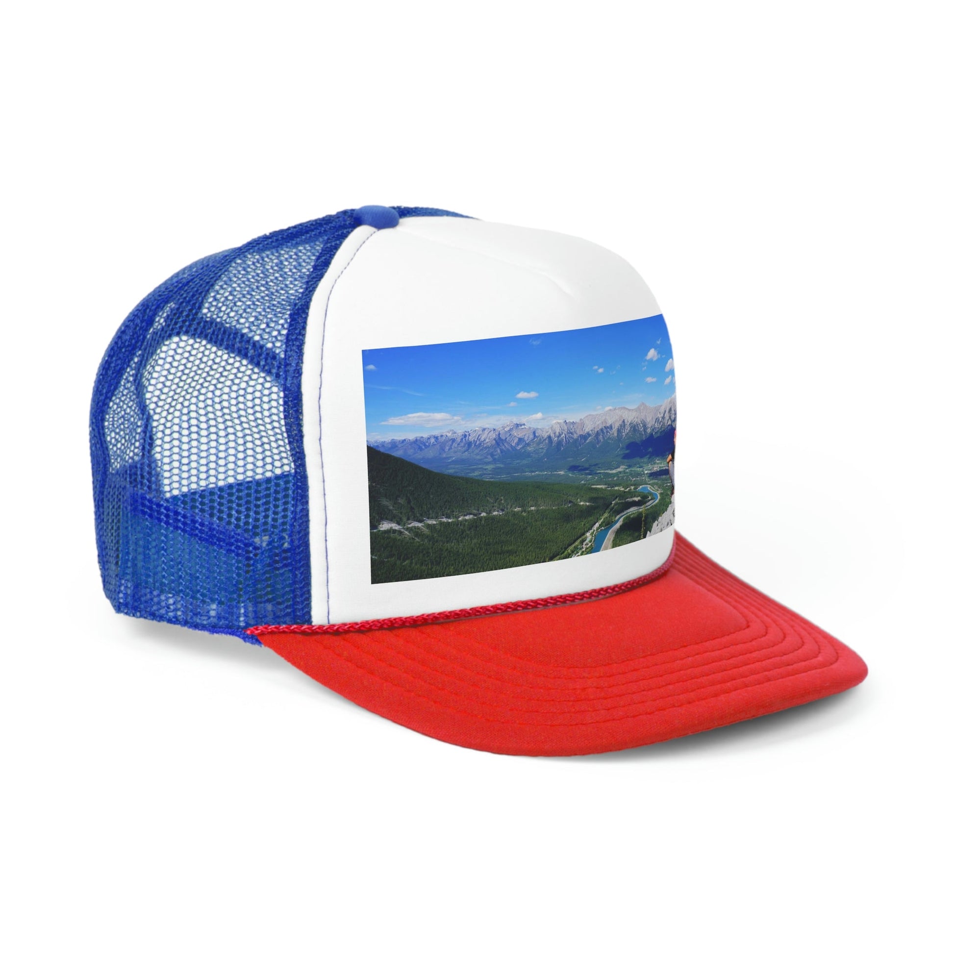 Trucker Caps - Printed in Canada - Moraine lake, Banff national park in the Rocky Mountains, Alberta, Canada - Green Forest Home