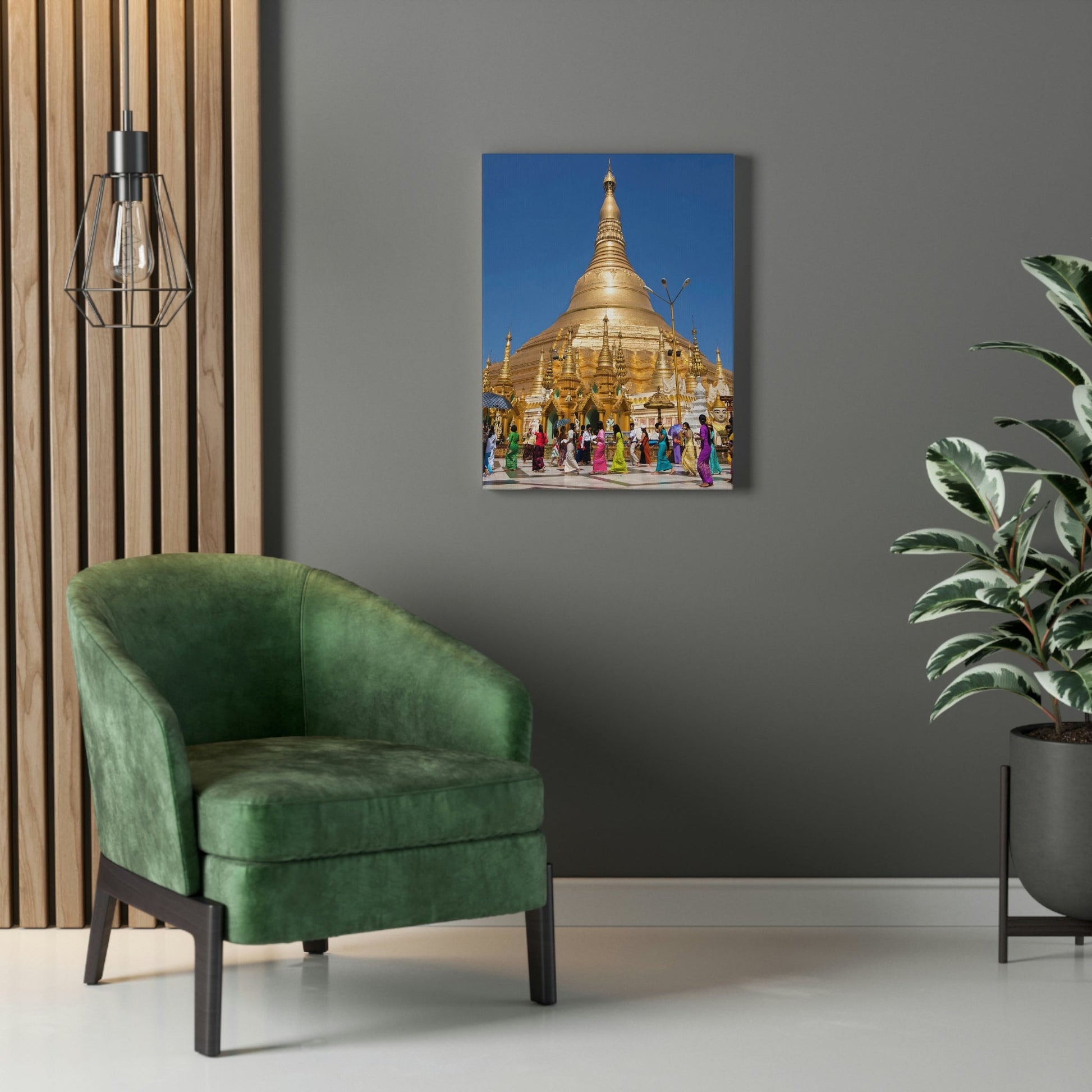 UK Print - Stretched Canvas - Myanmar (Burma) - The Shwedagon Pagoda - one of the worlds marvels - a shrine to the Buddha - Green Forest Home