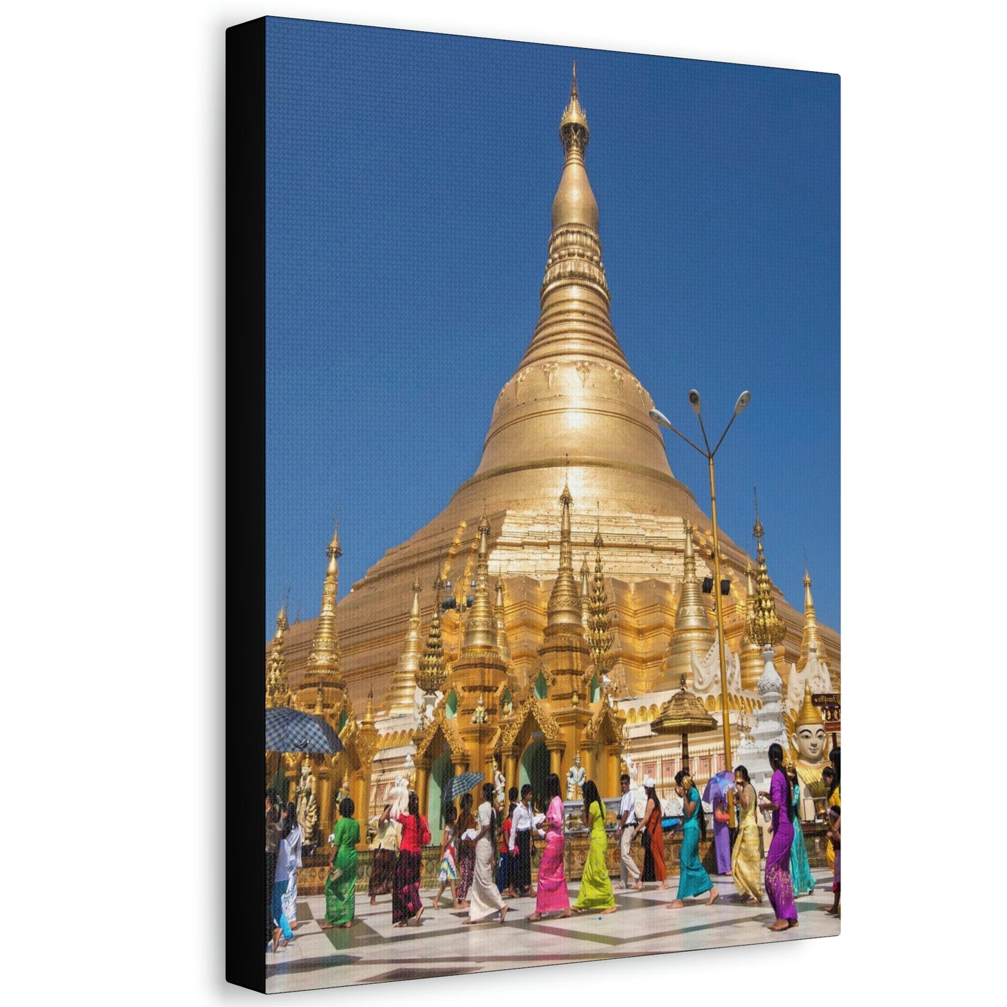 UK Print - Stretched Canvas - Myanmar (Burma) - The Shwedagon Pagoda - one of the worlds marvels - a shrine to the Buddha - Green Forest Home