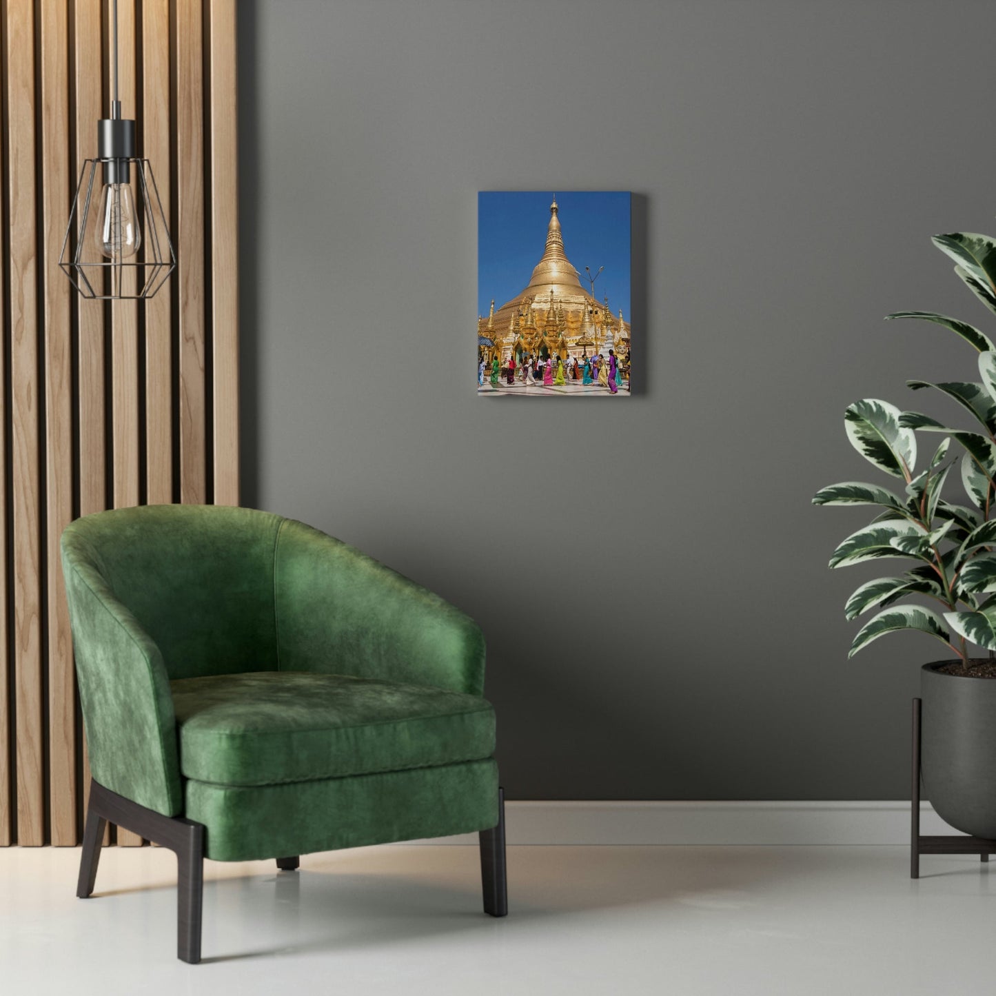 UK Print - Stretched Canvas - Myanmar (Burma) - The Shwedagon Pagoda - one of the worlds marvels - a shrine to the Buddha - Green Forest Home