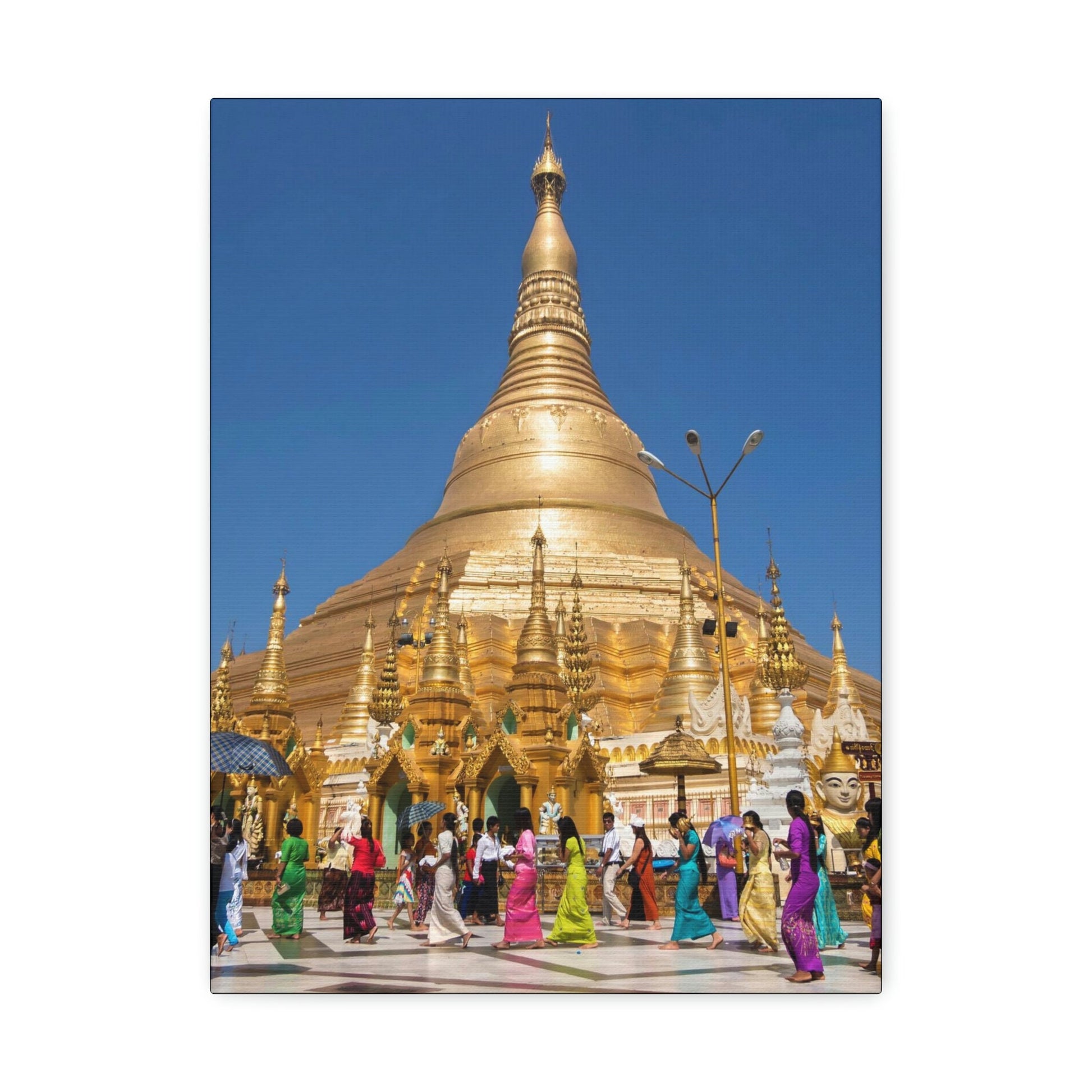 UK Print - Stretched Canvas - Myanmar (Burma) - The Shwedagon Pagoda - one of the worlds marvels - a shrine to the Buddha - Green Forest Home