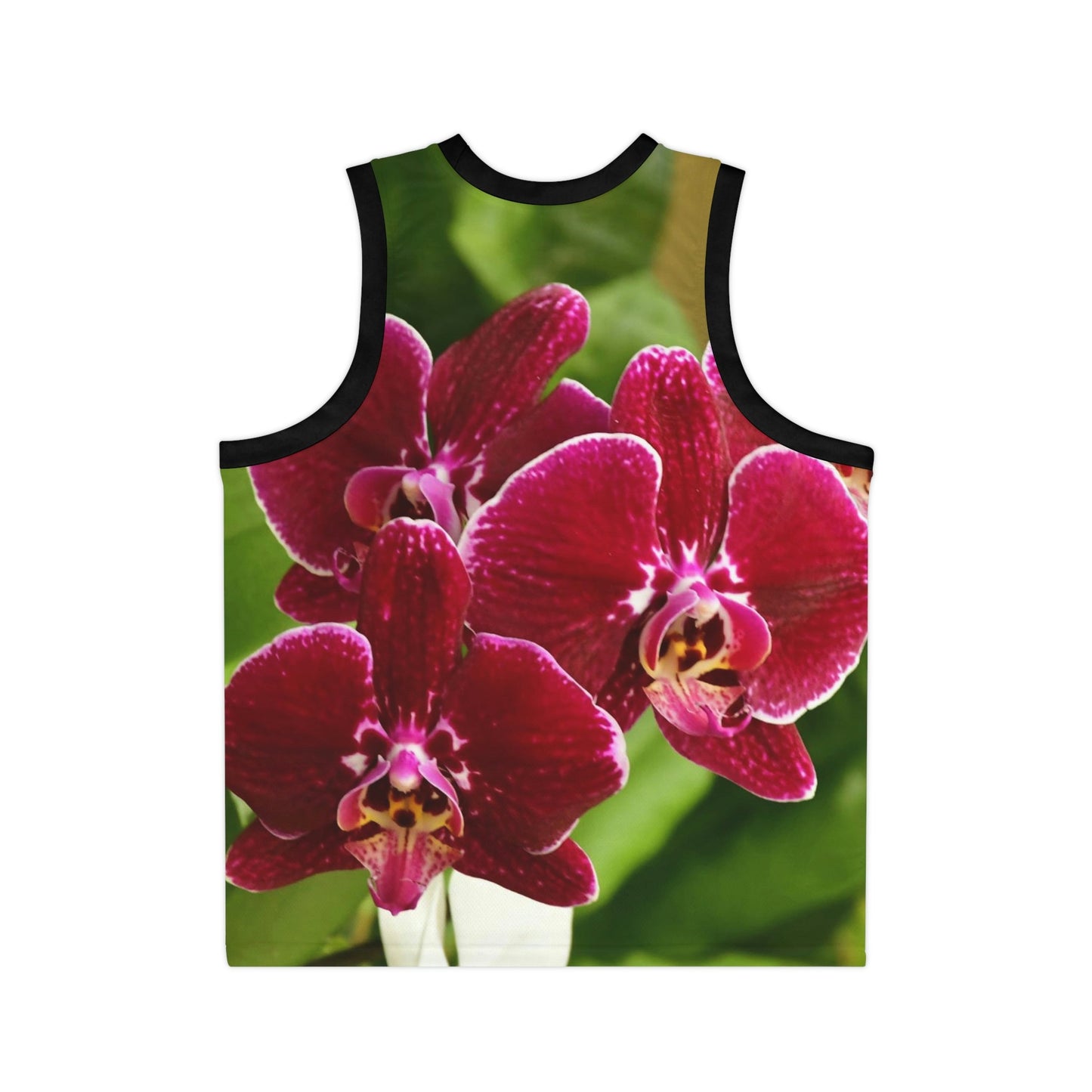 Unisex Basketball Jersey (AOP) - All Over Print - Tropical Orchid flowers from Isabela Puerto Rico - Made in China - Green Forest Home