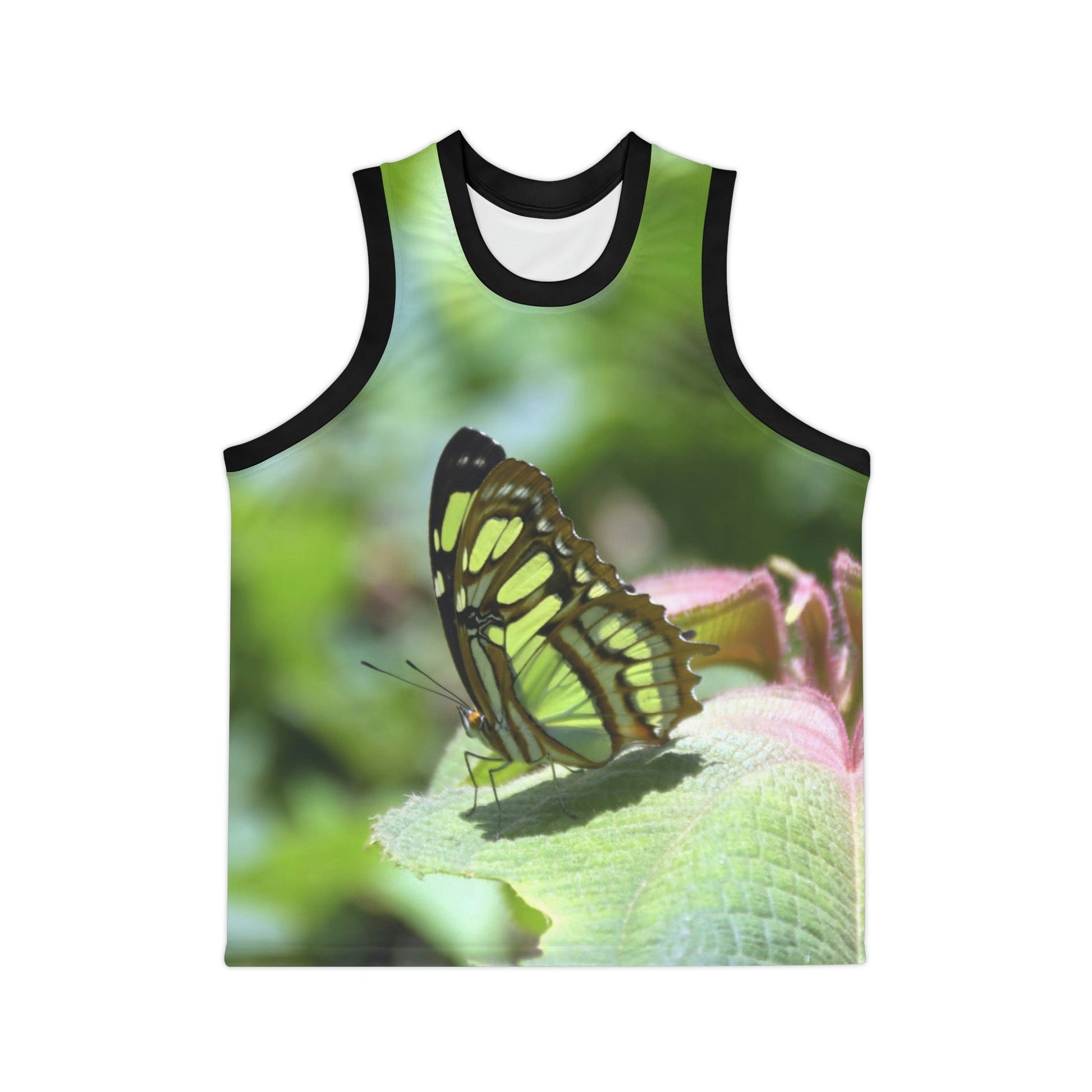 Unisex Basketball Jersey (AOP) - All Over Print - Tropical Plants and Buttefly in El Yunque Rainforest Puerto Rico - Made in China - Green Forest Home