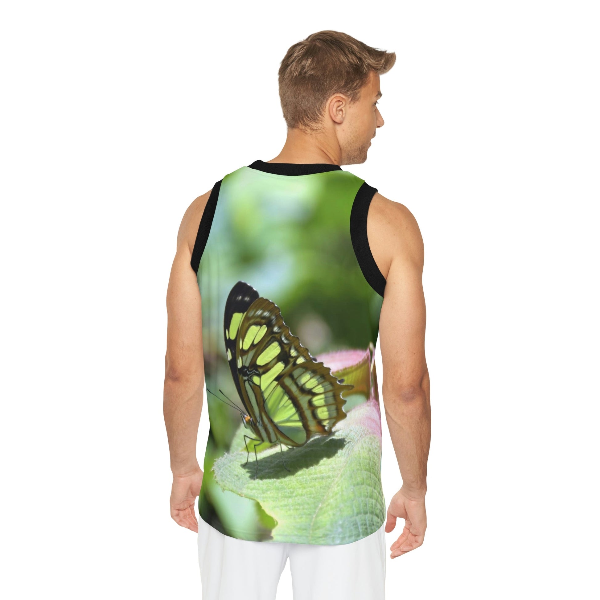 Unisex Basketball Jersey (AOP) - All Over Print - Tropical Plants and Buttefly in El Yunque Rainforest Puerto Rico - Made in China - Green Forest Home