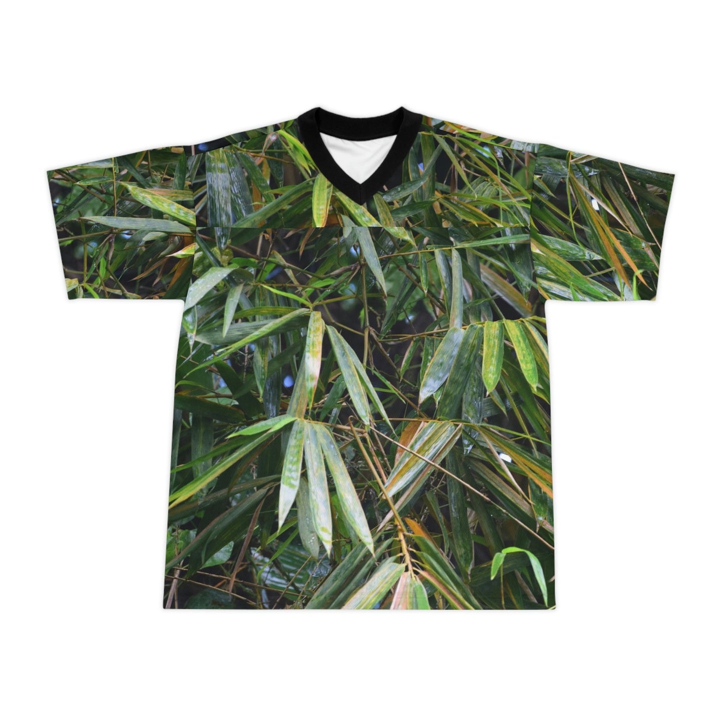 Unisex Football Jersey (AOP) - Tropical Bamboo Leaves - from El Yunque Rainforest Puerto Rico - Made in China - Green Forest Home