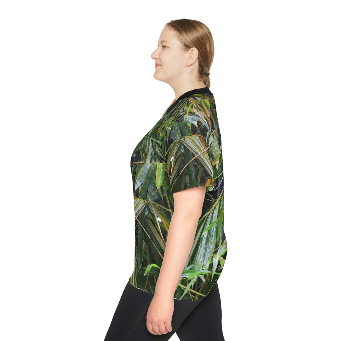 Unisex Football Jersey (AOP) - Tropical Bamboo Leaves - from El Yunque Rainforest Puerto Rico - Made in China - Green Forest Home