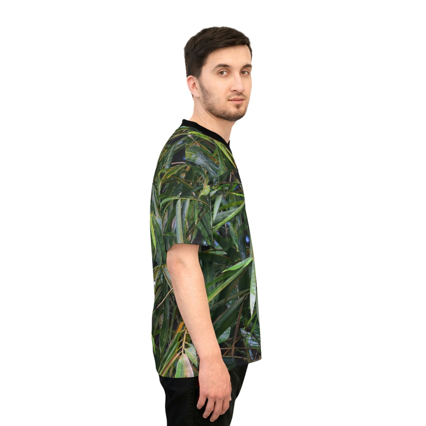 Unisex Football Jersey (AOP) - Tropical Bamboo Leaves - from El Yunque Rainforest Puerto Rico - Made in China - Green Forest Home