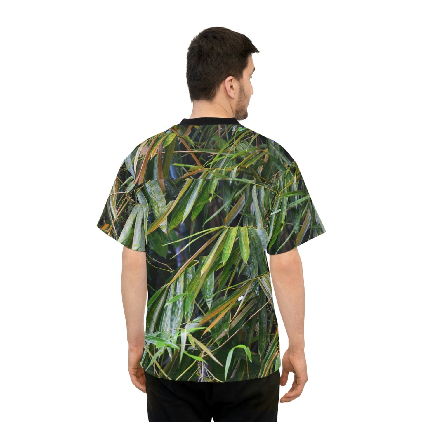 Unisex Football Jersey (AOP) - Tropical Bamboo Leaves - from El Yunque Rainforest Puerto Rico - Made in China - Green Forest Home