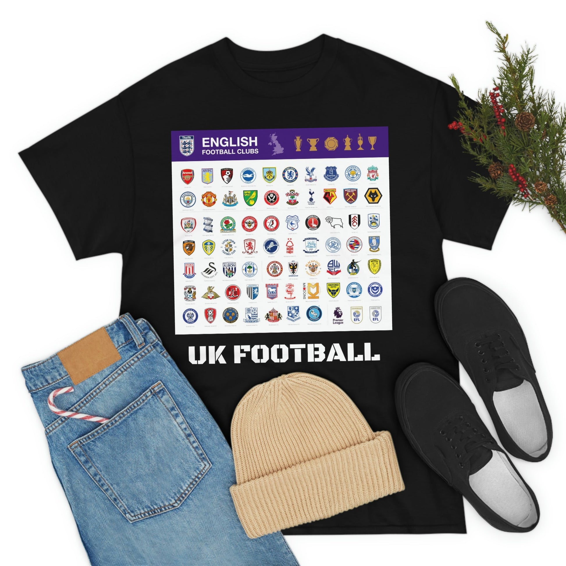 Unisex Heavy Cotton Tee - All Major UK Football Clubs - Quality T-shirt Gildan5000 - Fulfilled by M-A-N-A Factory in United Kingdom - Green Forest Home