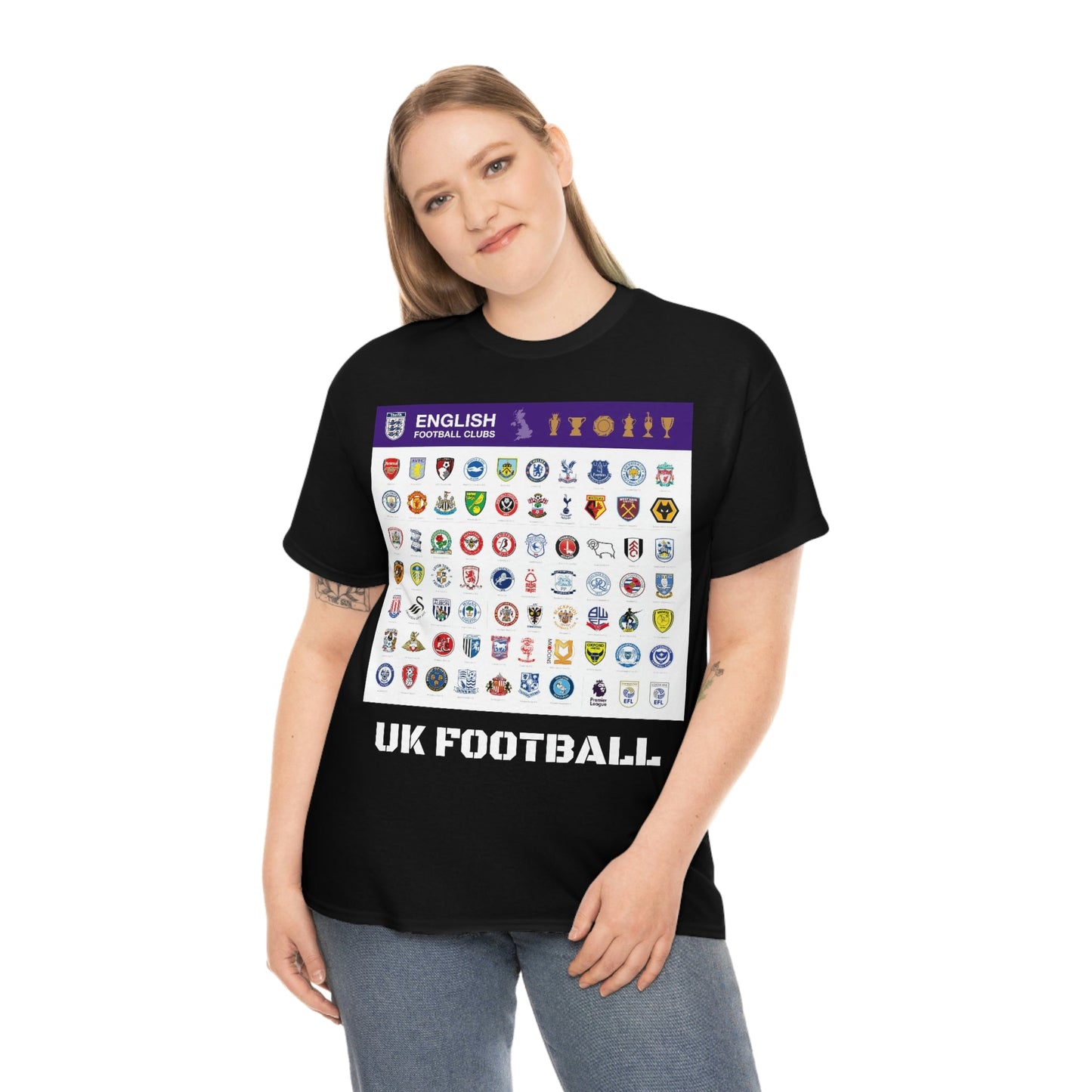 Unisex Heavy Cotton Tee - All Major UK Football Clubs - Quality T-shirt Gildan5000 - Fulfilled by M-A-N-A Factory in United Kingdom - Green Forest Home