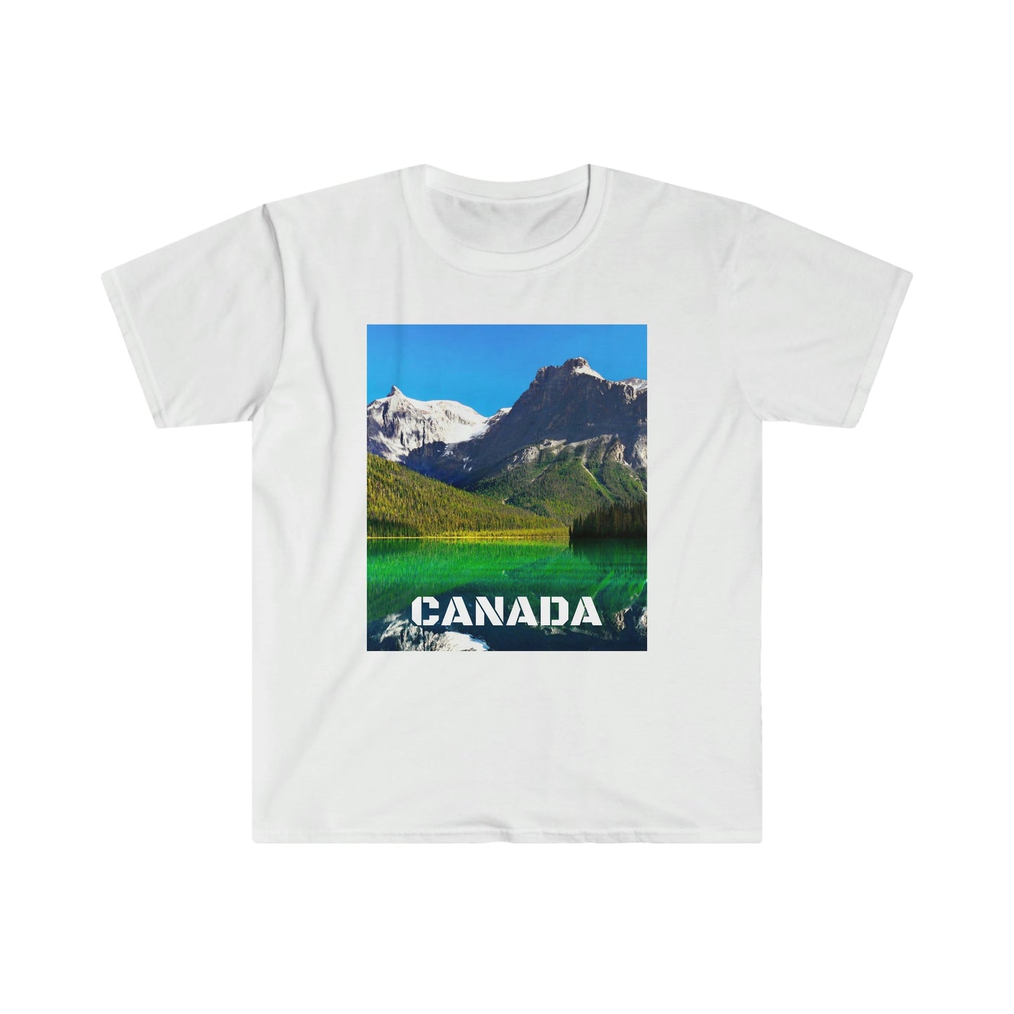 Unisex Softstyle T-Shirt - 100% cotton - Gildan 64000 - Made in CANADA in 3 Days - Canadian Rockies, Alberta & Canmore, Canada - Green Forest Home