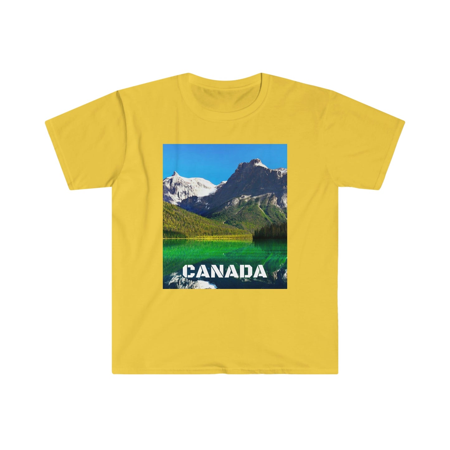 Unisex Softstyle T-Shirt - 100% cotton - Gildan 64000 - Made in CANADA in 3 Days - Canadian Rockies, Alberta & Canmore, Canada - Green Forest Home