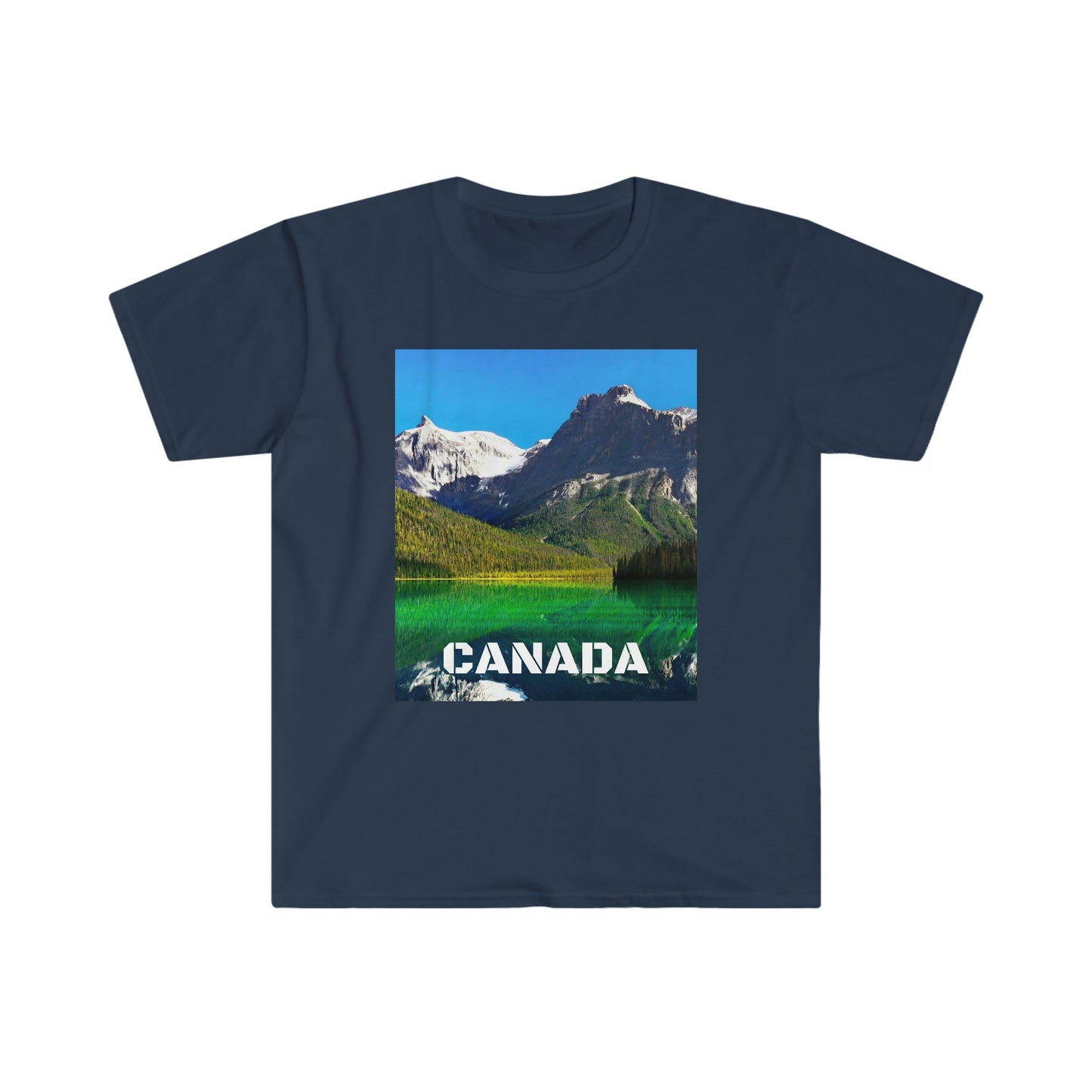 Unisex Softstyle T-Shirt - 100% cotton - Gildan 64000 - Made in CANADA in 3 Days - Canadian Rockies, Alberta & Canmore, Canada - Green Forest Home