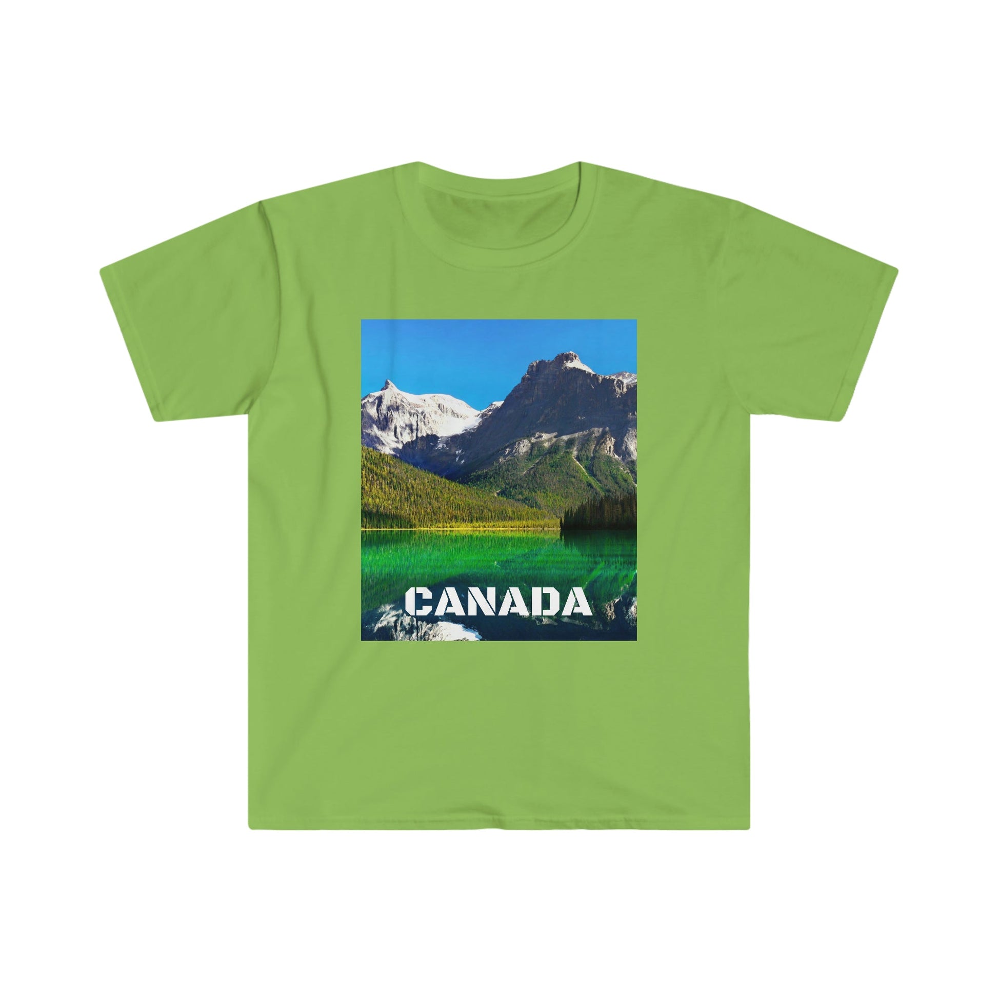 Unisex Softstyle T-Shirt - 100% cotton - Gildan 64000 - Made in CANADA in 3 Days - Canadian Rockies, Alberta & Canmore, Canada - Green Forest Home