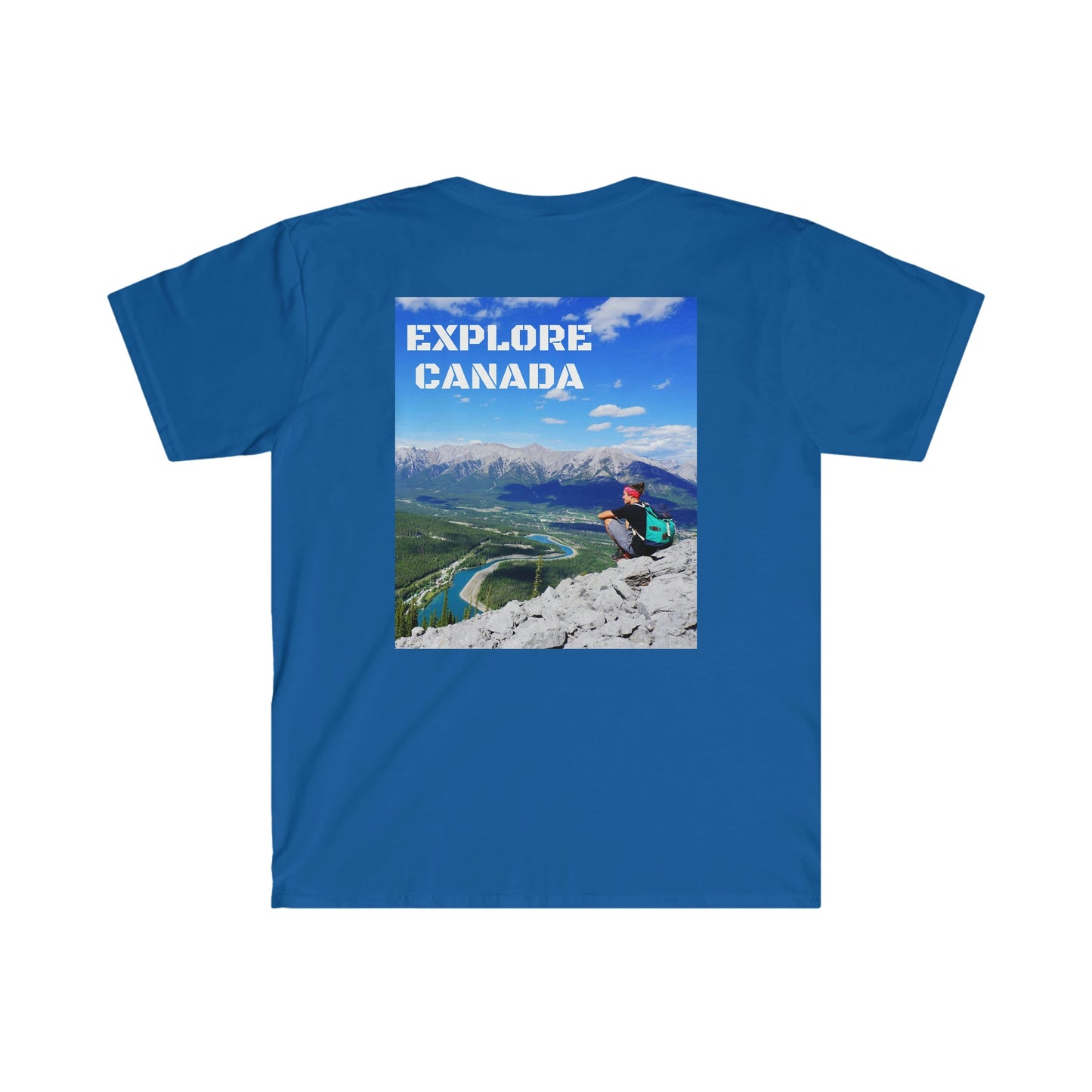 Unisex Softstyle T-Shirt - 100% cotton - Gildan 64000 - Made in CANADA in 3 Days - Moraine lake, Banff national park in the Rocky Mountains, Alberta & Canmore, Canada - Green Forest Home