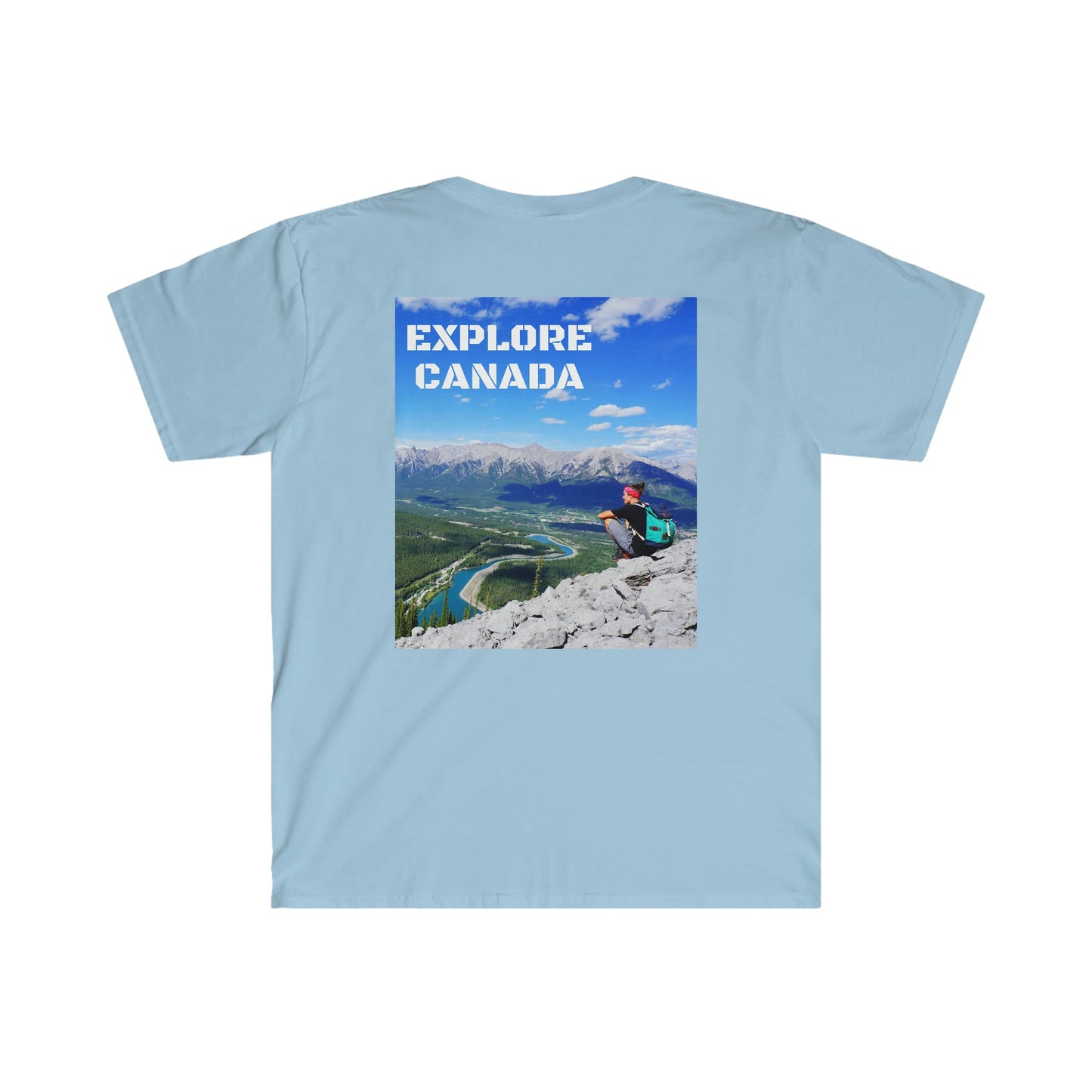 Unisex Softstyle T-Shirt - 100% cotton - Gildan 64000 - Made in CANADA in 3 Days - Moraine lake, Banff national park in the Rocky Mountains, Alberta & Canmore, Canada - Green Forest Home