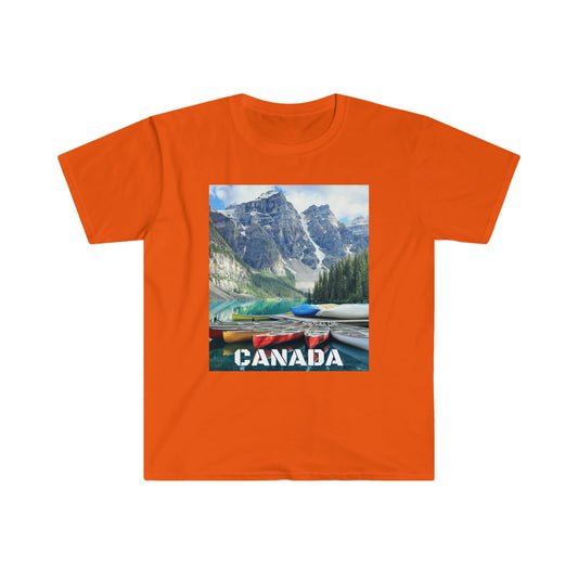 Unisex Softstyle T-Shirt - 100% cotton - Gildan 64000 - Made in CANADA in 3 Days - Rocky Mountains, Alberta & Canmore, Canada - Green Forest Home