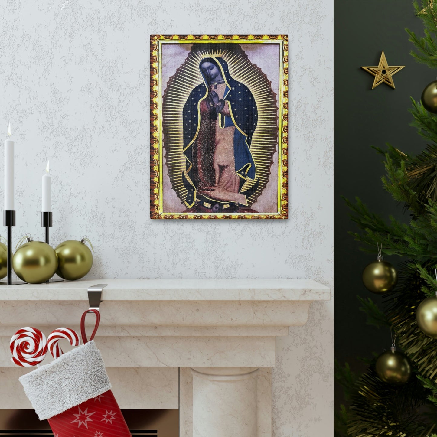 US MADE - Canvas Gallery Wraps - Our Lady Virgin of Guadalupe - Miracle apparition of Virgin Mary in 1531 to a humble peasant Indian in Mexico 👼 - Green Forest Home