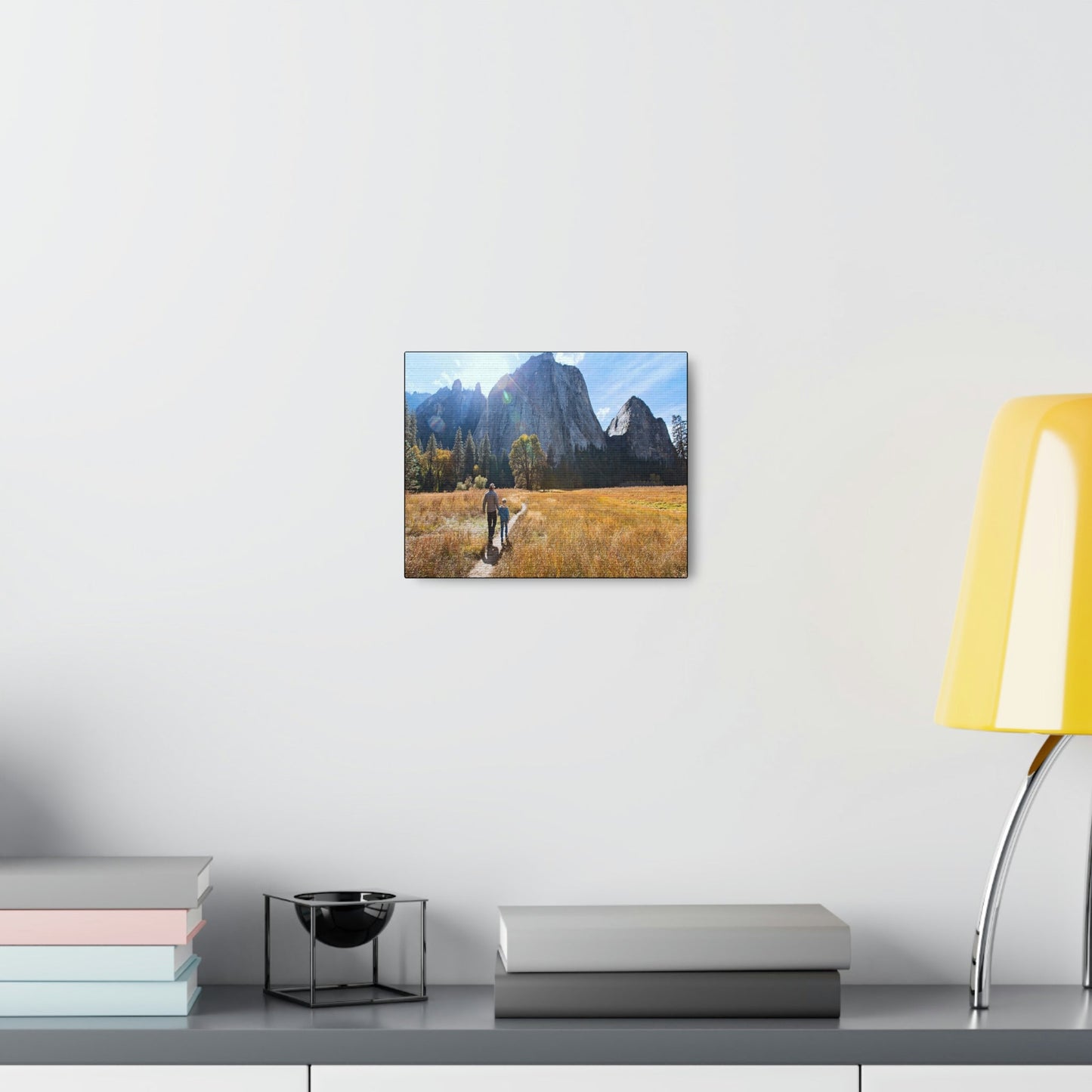 US NATIONAL PARKS - SMALL Canvas Gallery Wraps - Leading by example - Father & son on trail in Yosemite - Green Forest Home