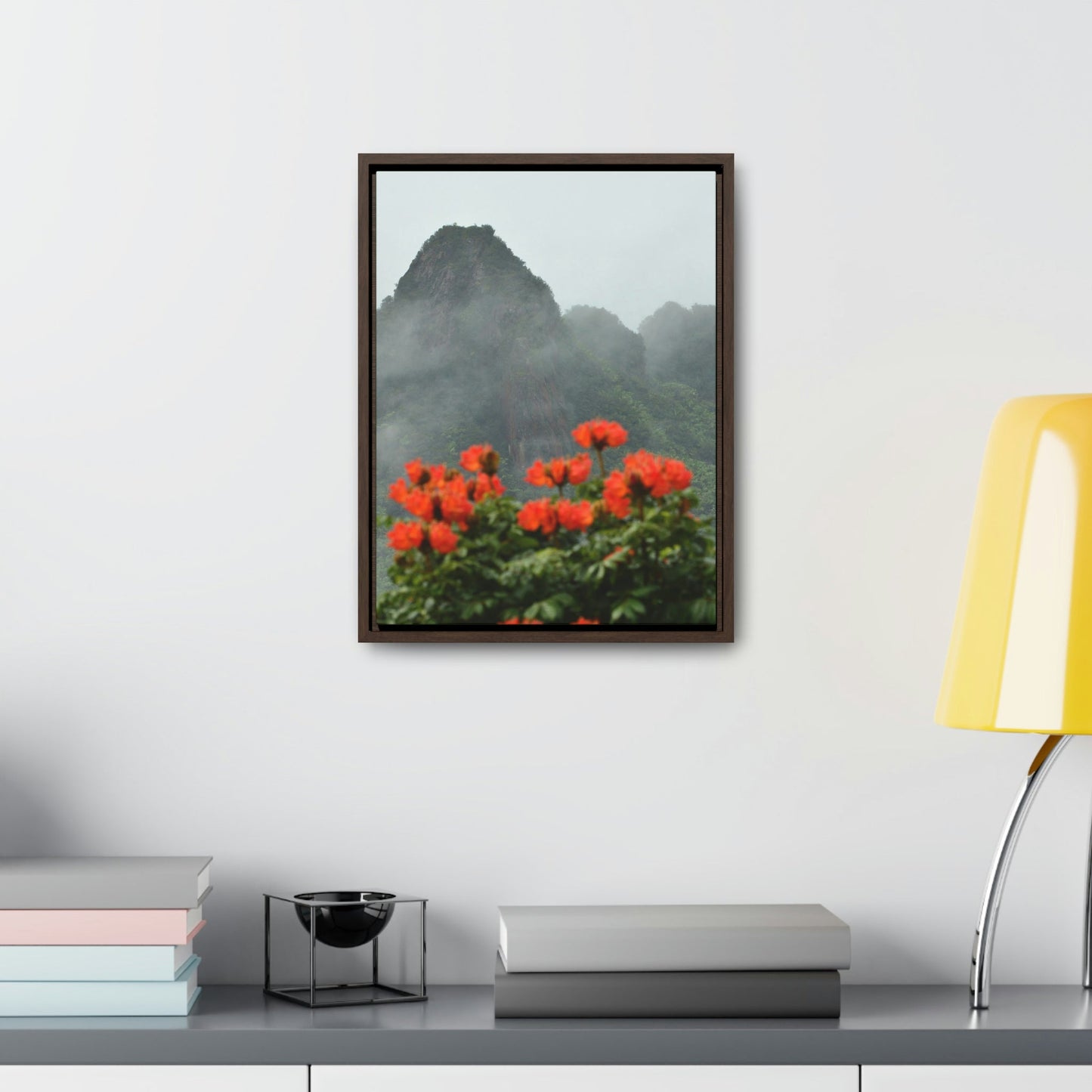 Vertical Framed Premium Gallery Wrap Canvas - Telephoto View at 1,000 feet alt. from Yokahu tower after a storm - El Yunque rainforest PR - Green Forest Home