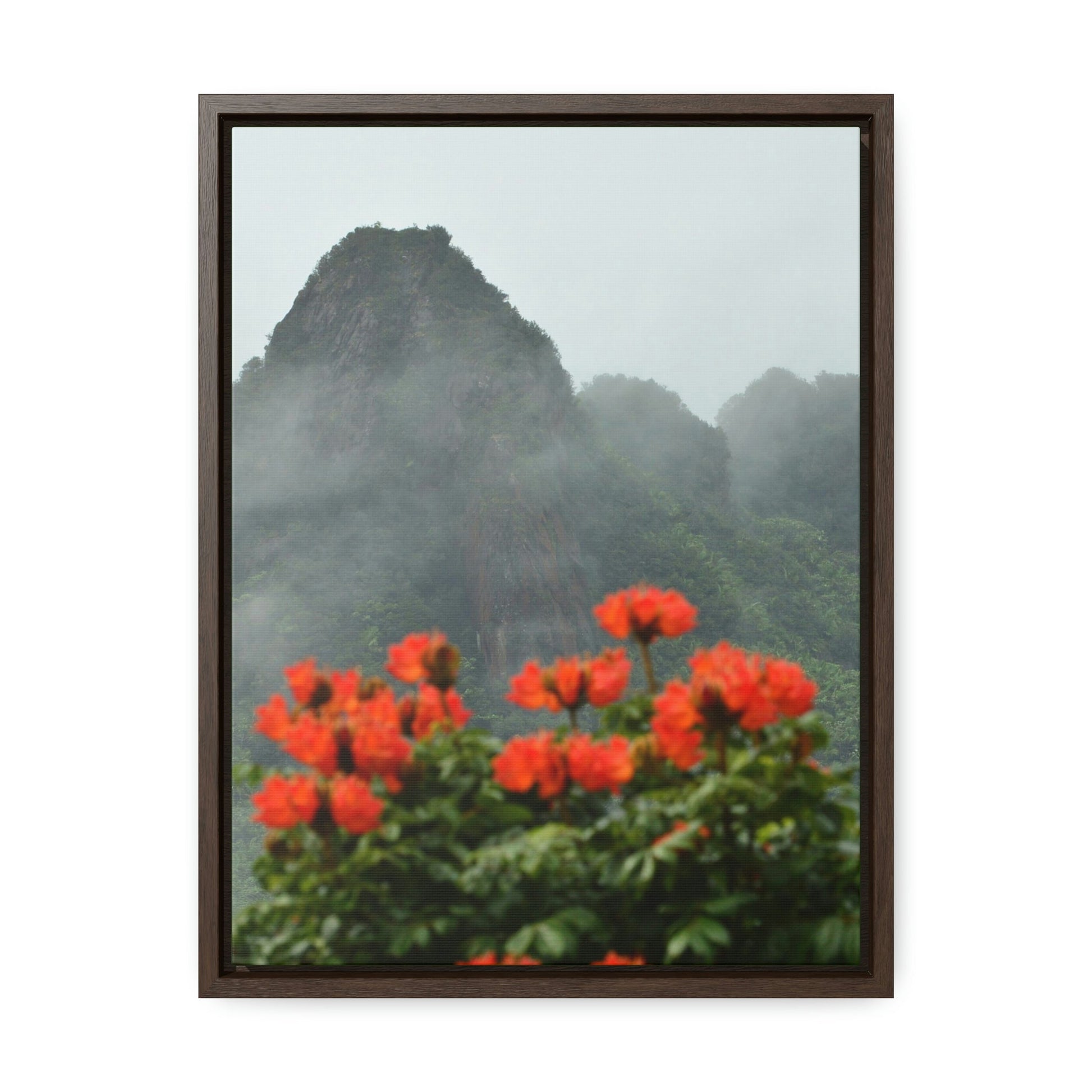 Vertical Framed Premium Gallery Wrap Canvas - Telephoto View at 1,000 feet alt. from Yokahu tower after a storm - El Yunque rainforest PR - Green Forest Home