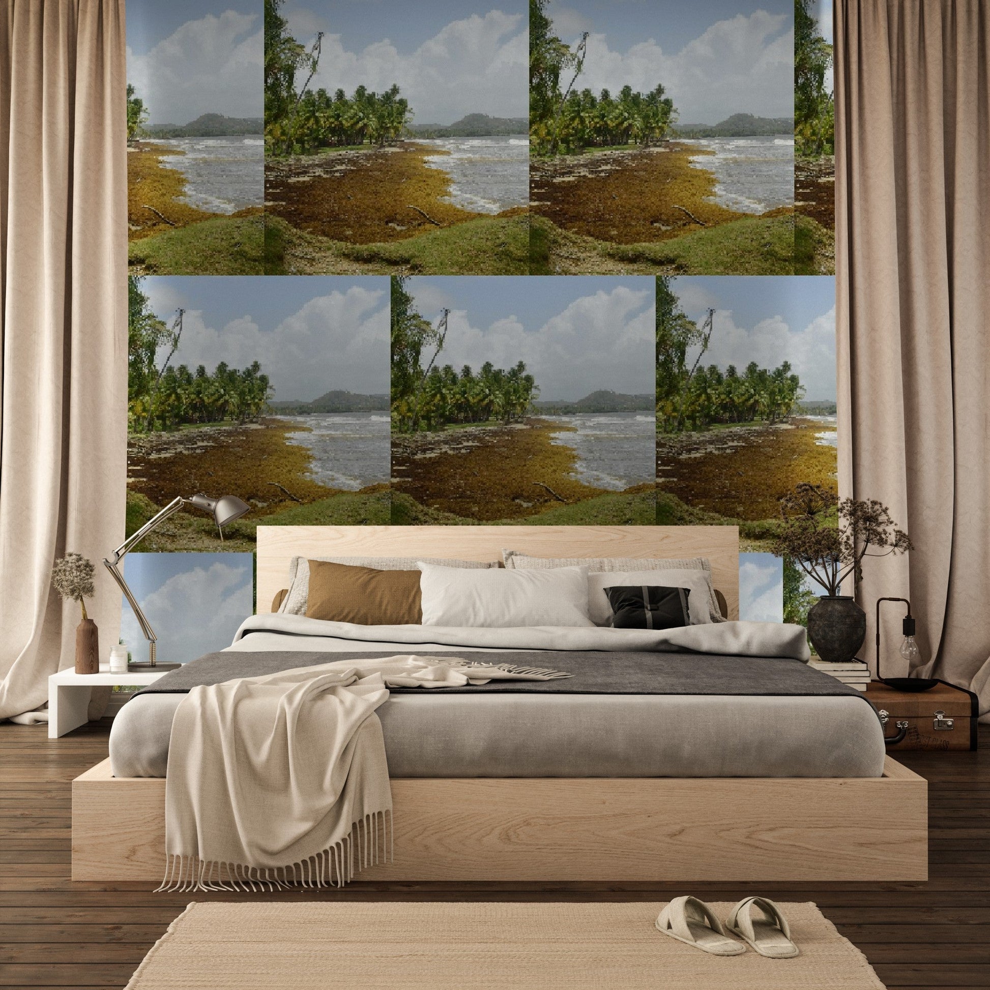 Wallpapaper - Tropical Beach with Sargasso PATTERN in Palmas de Lucía Hotel - Yabucoa PR - Green Forest Home