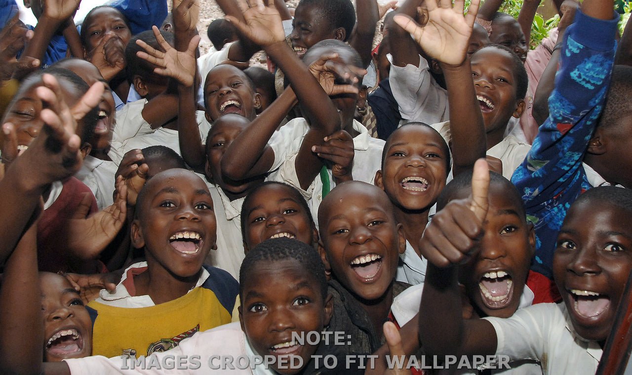 Wallpaper - African School Children Faces of Joy - Easy Peel & Stick - Green Forest Home