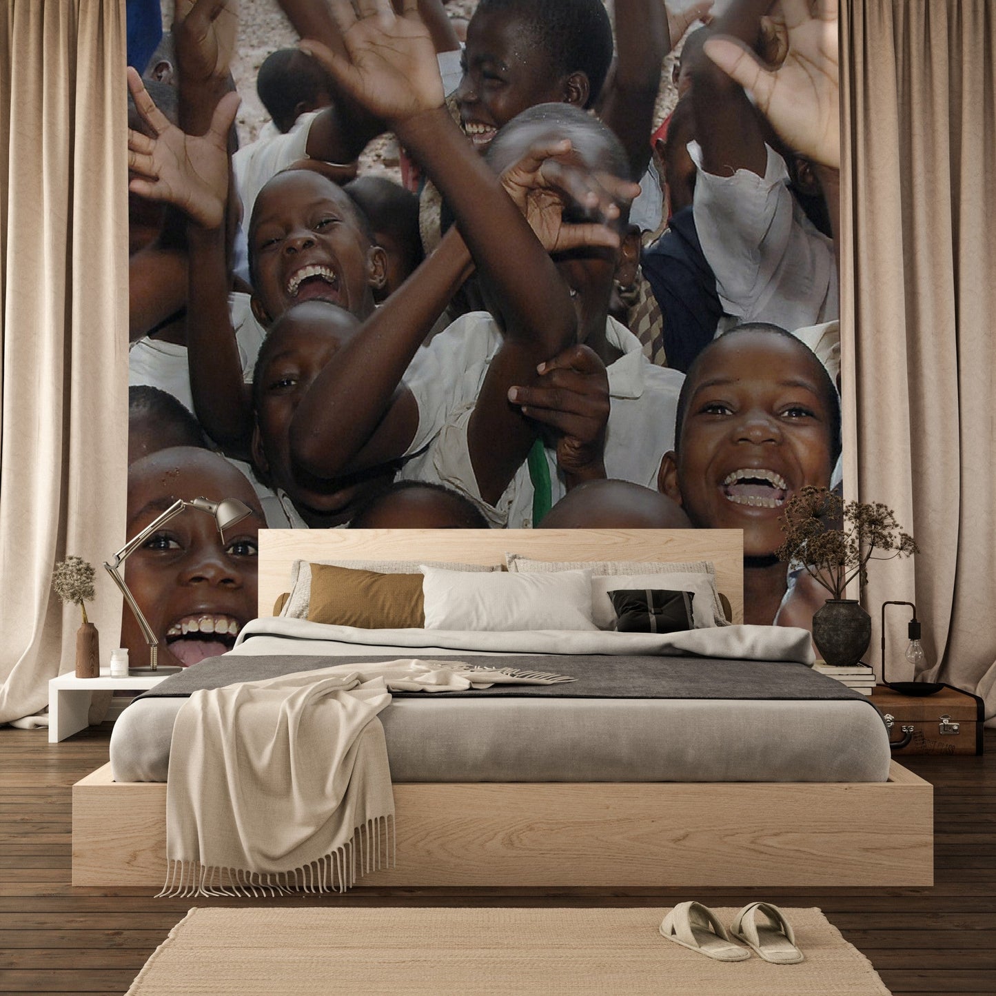 Wallpaper - African School Children Faces of Joy - Easy Peel & Stick - Green Forest Home