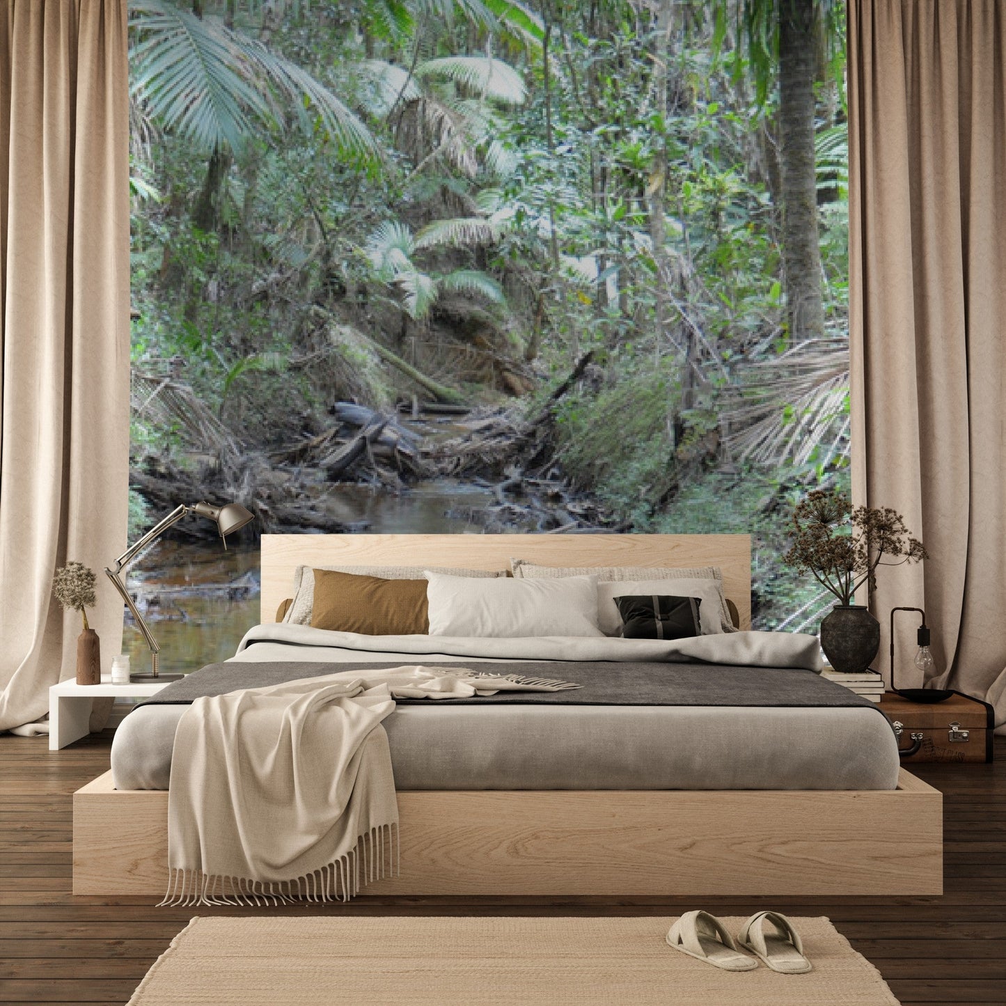 Wallpaper - Deep Forest in El Yunque Rainforest - The Holy Spirit River - PUERTO RICO - EASY Peel and Stick - Green Forest Home