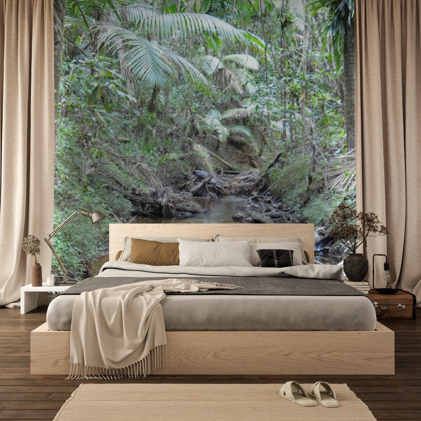 Wallpaper - Deep Forest in El Yunque Rainforest - The Holy Spirit River - PUERTO RICO - EASY Peel and Stick - Green Forest Home