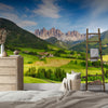 Wallpaper - Dolomites alps, Mountain - Val di Funes Europe - Easy Peel & Stick - Green Forest Home