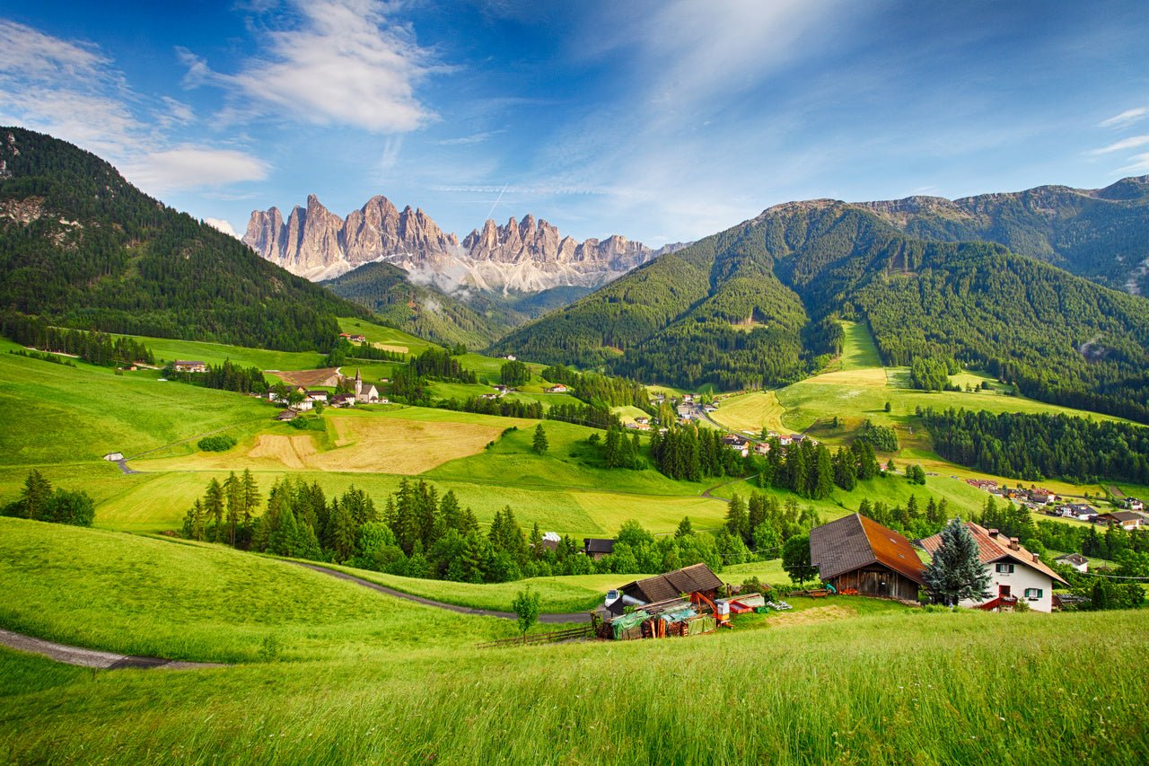 Wallpaper - Dolomites alps, Mountain - Val di Funes Europe - Easy Peel & Stick - Green Forest Home