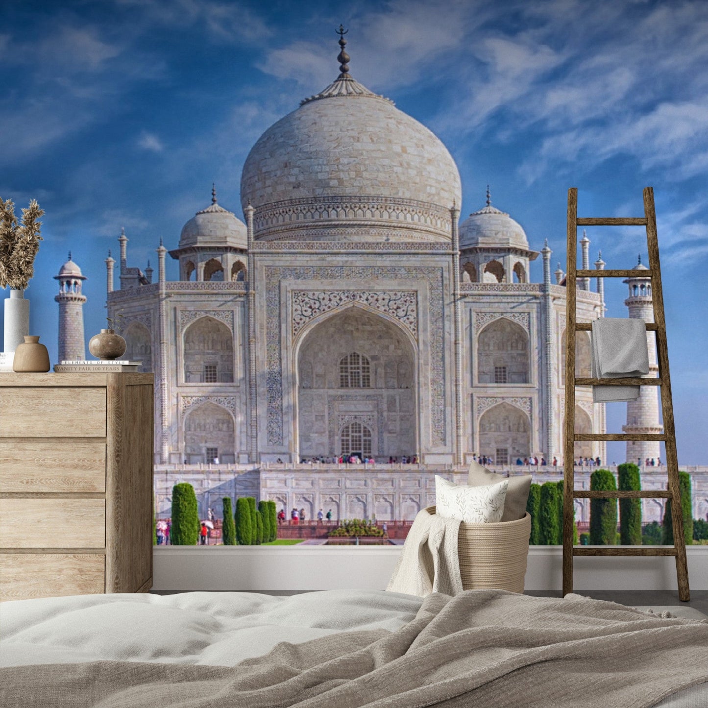 Wallpaper - Taj Mahal at morning light with reflection in water in Agra - India - Easy Peel & Stick - Green Forest Home